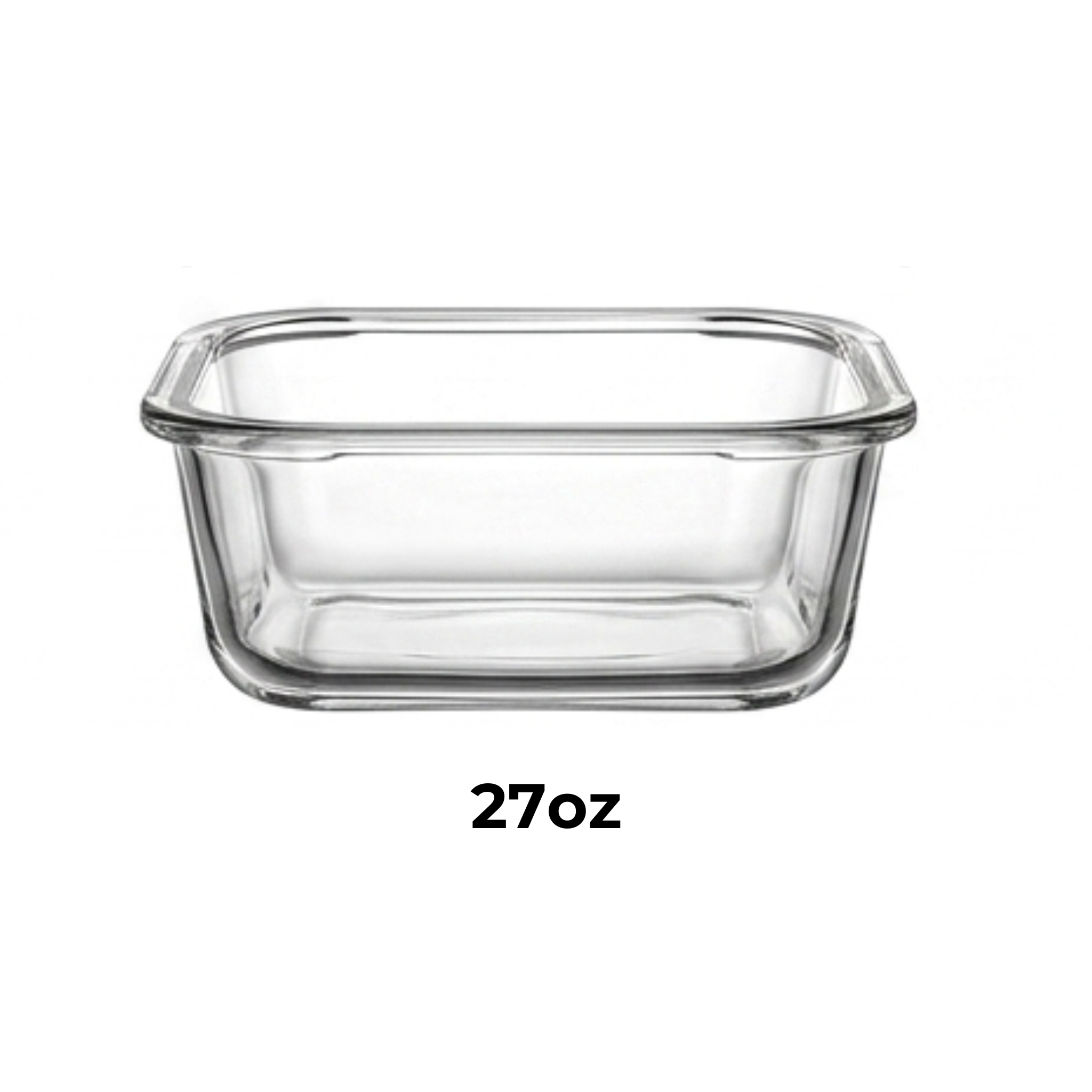 Borosilicate Glass Food Storage Container - Square Container without Lid 27oz - Replacement Part