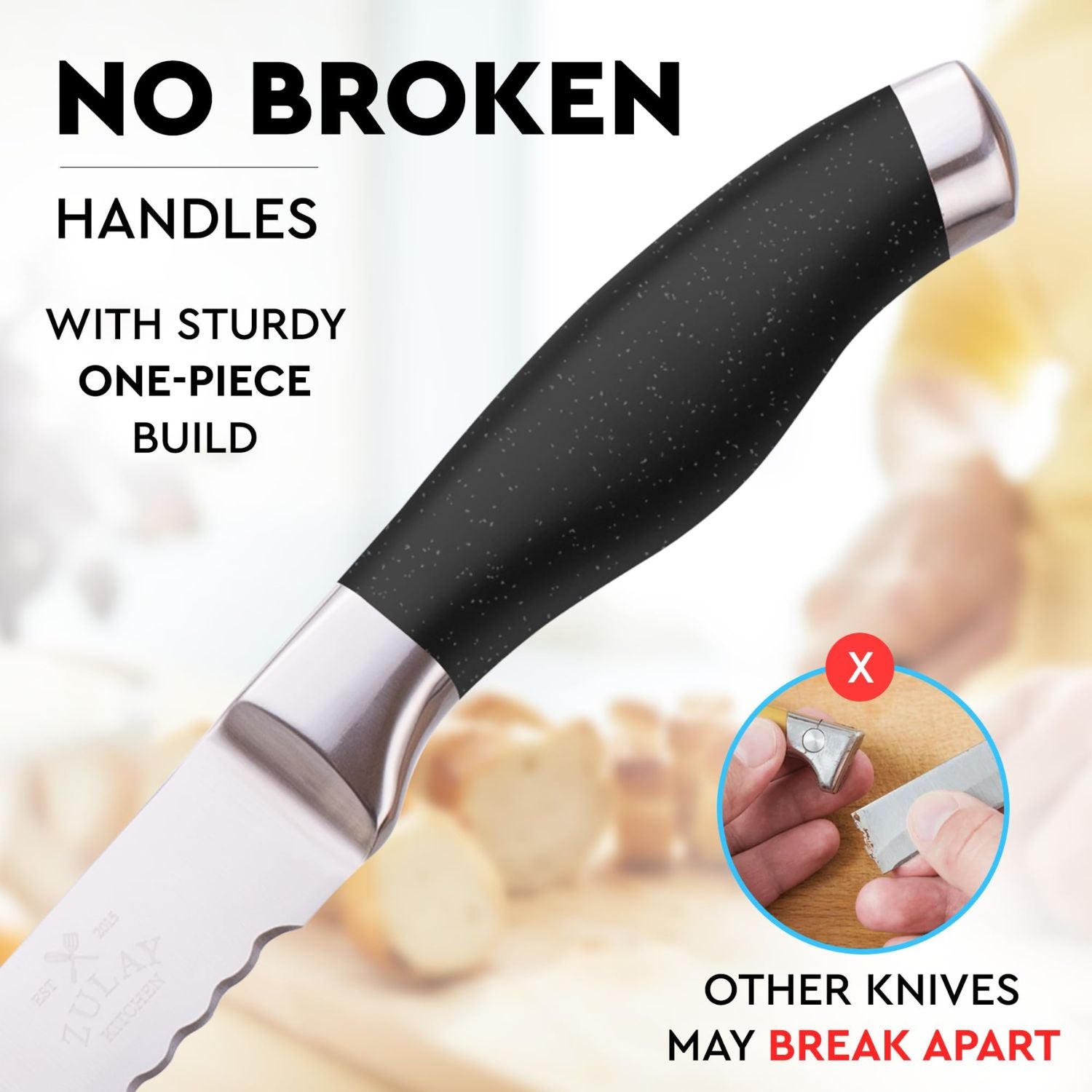 Sturdy One-Piece Build Bread Knife by Zulay Kitchen