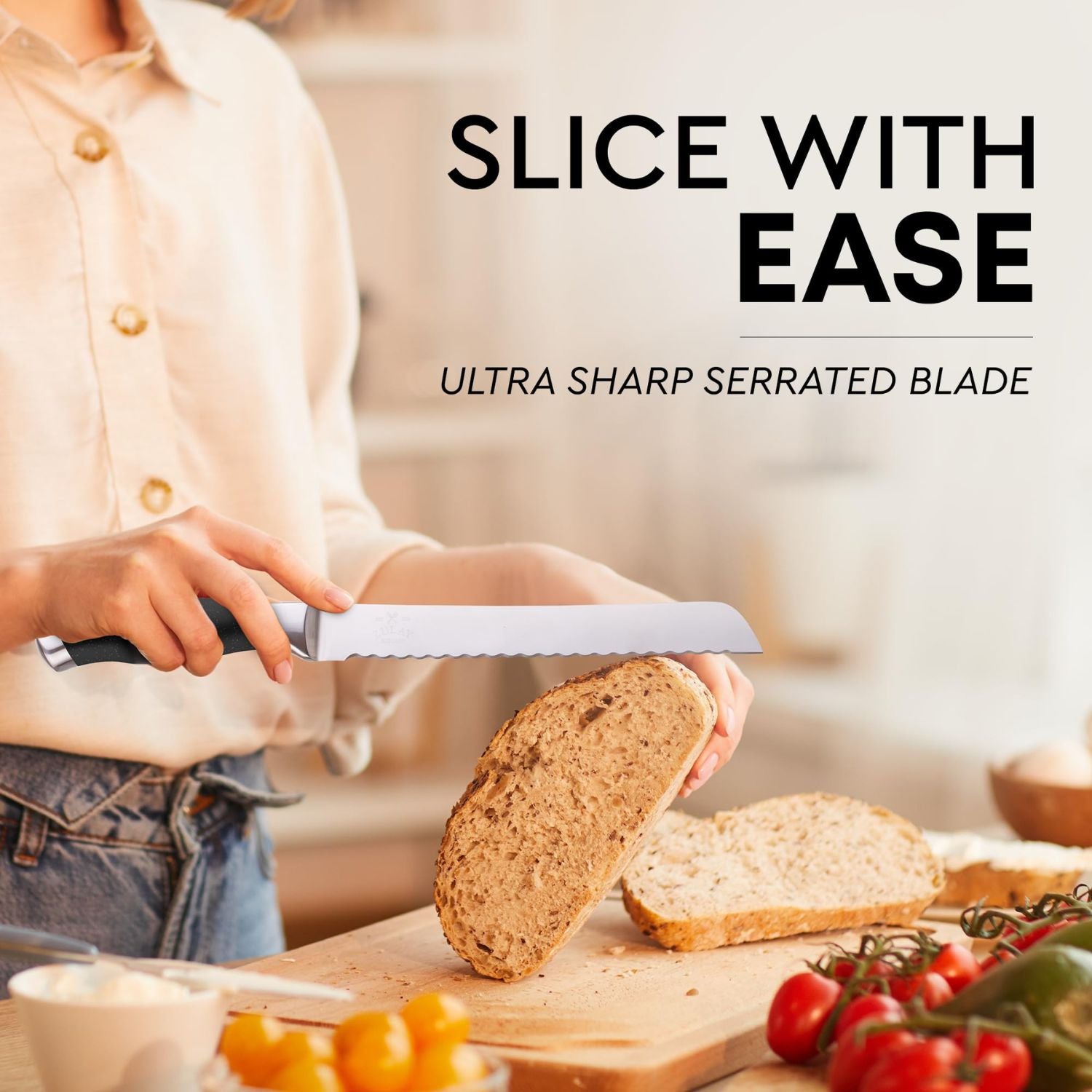 Ultra Sharp Serrated Blade Bread Knife by Zulay Kitchen