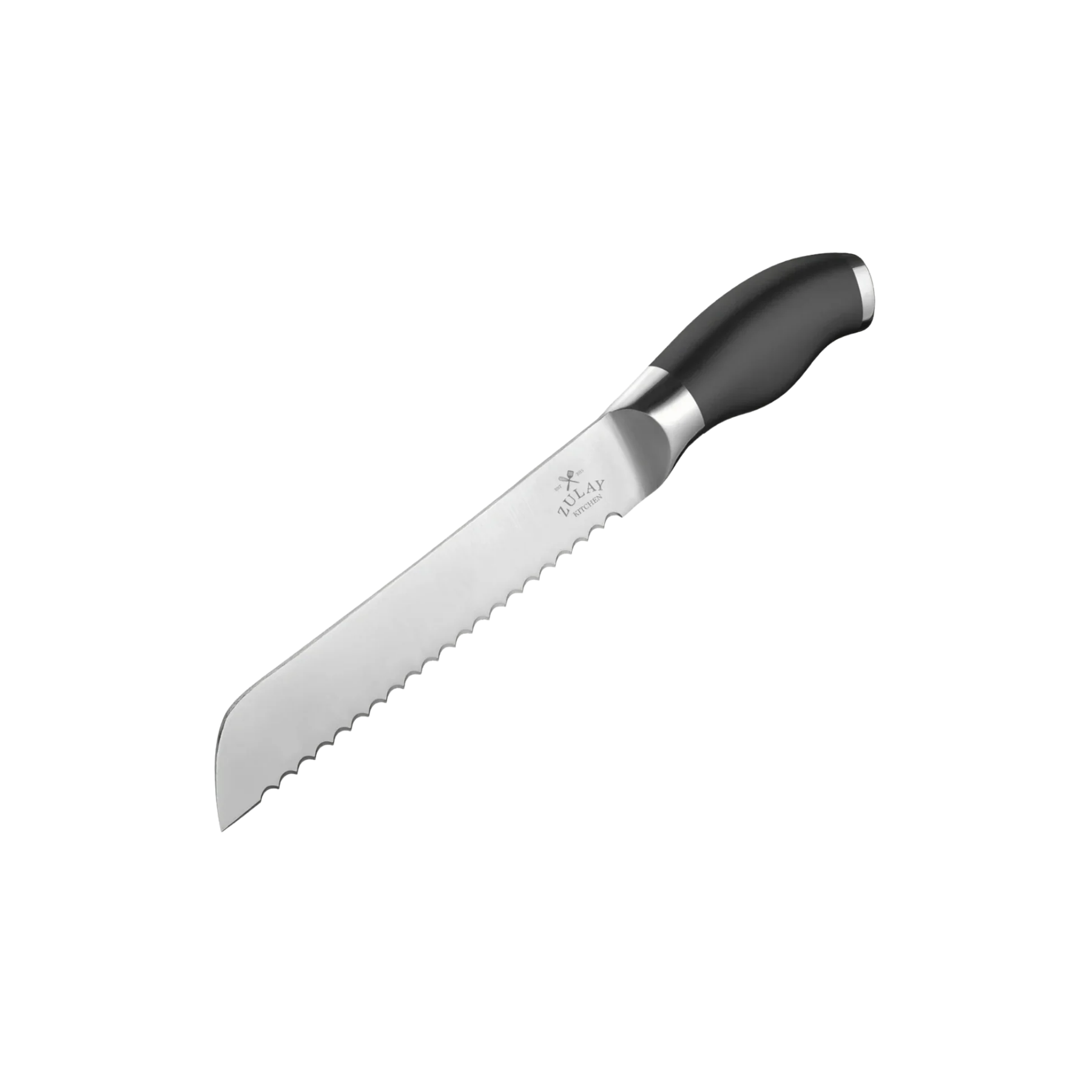 Bread Knife - 8 inch Serrated Blade - Black by Zulay Kitchen