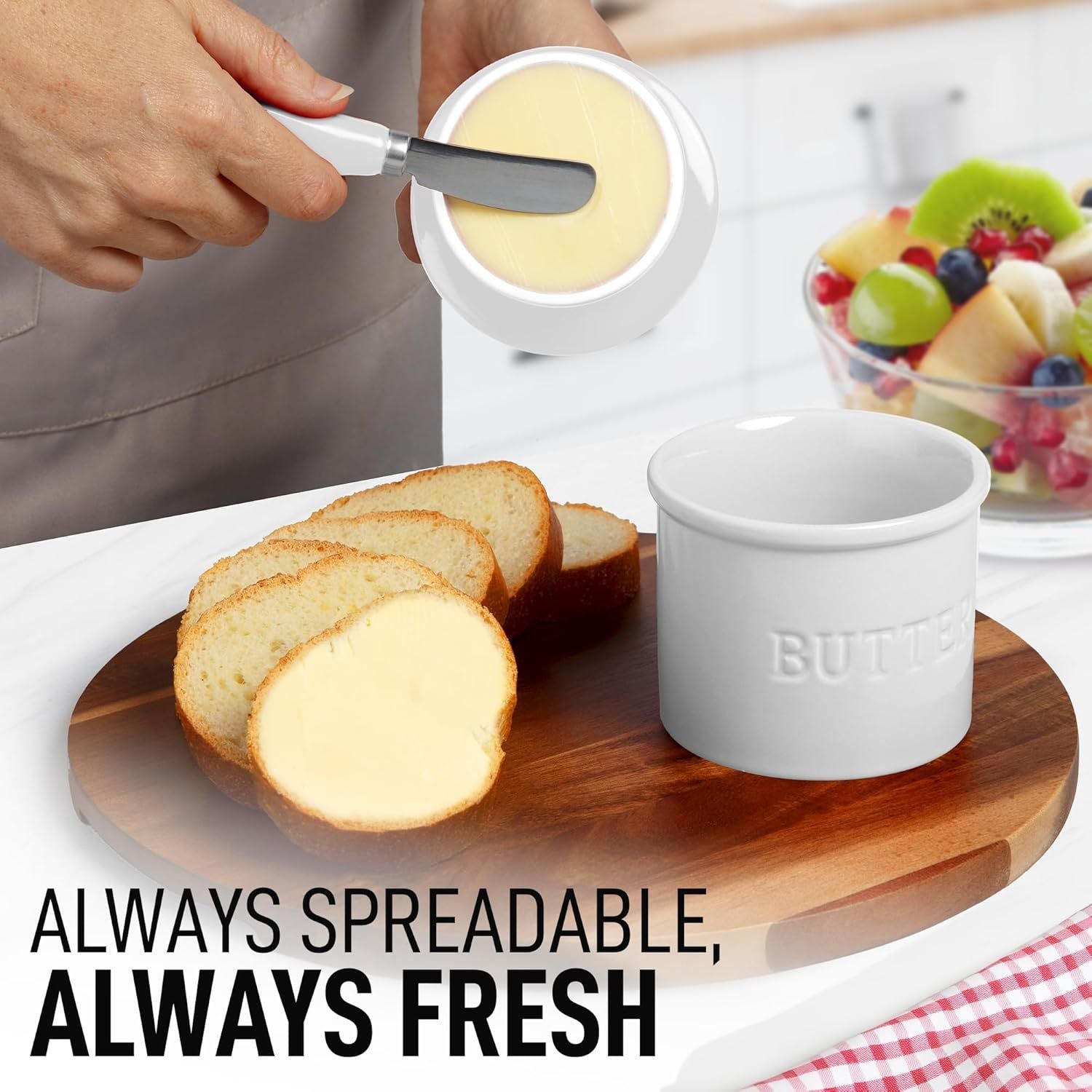 French Butter Dish Keeper For Fresh & Spreadable Butter by Zulay Kitchen