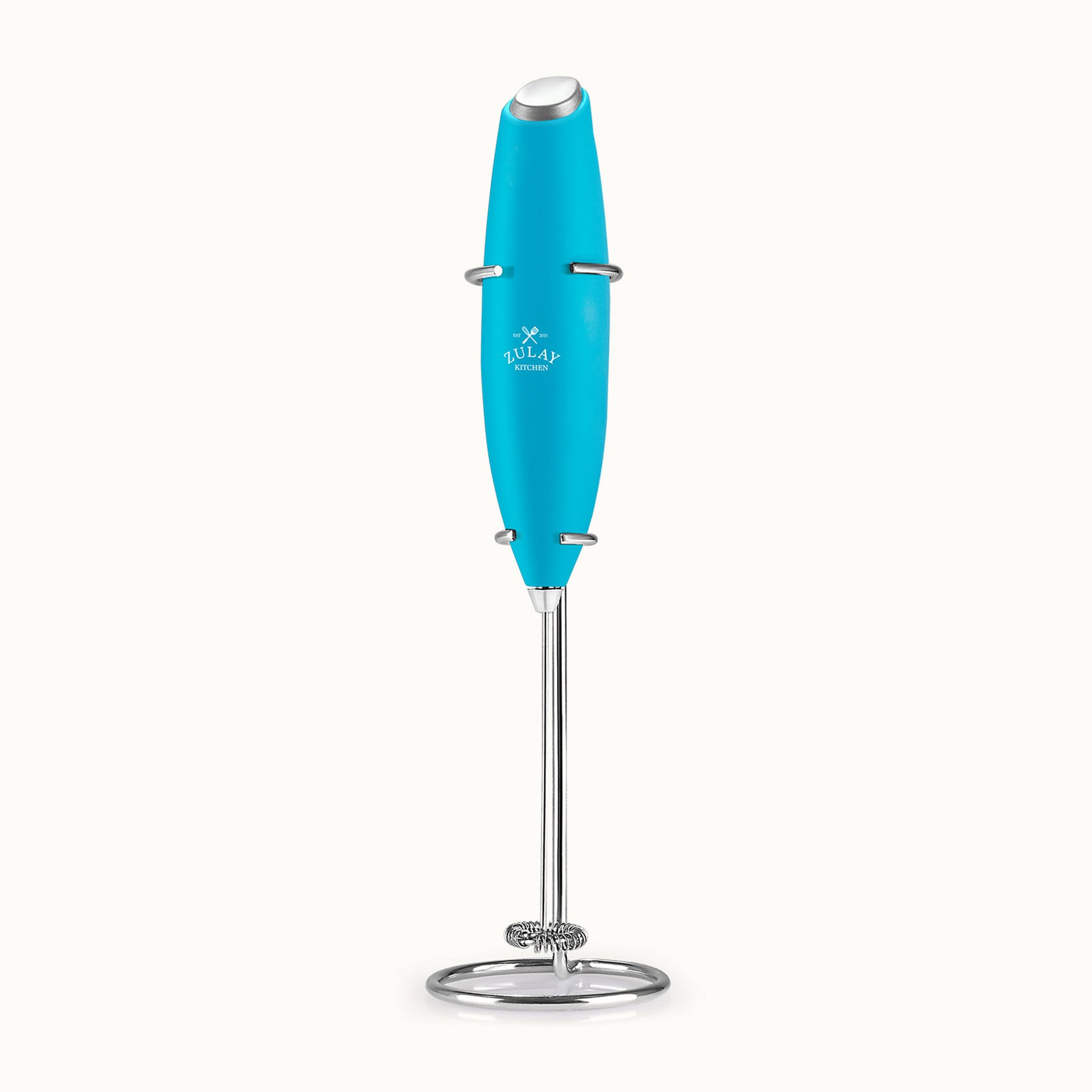 Classic Milk Frother With Stand Matte Sky Blue by Zulay Kitchen