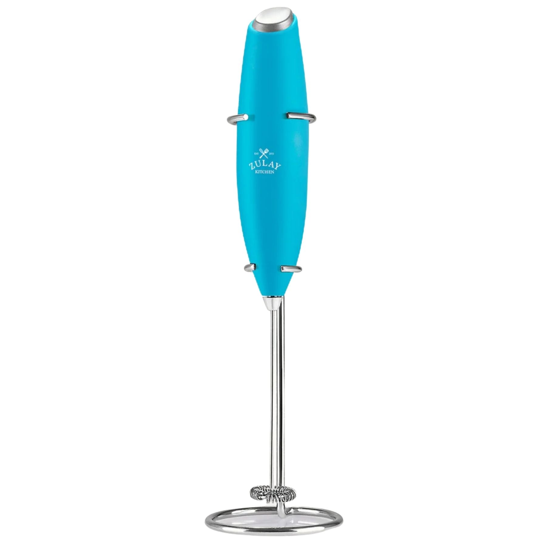 Classic Milk Frother With Stand Matte Sky Blue by Zulay Kitchen
