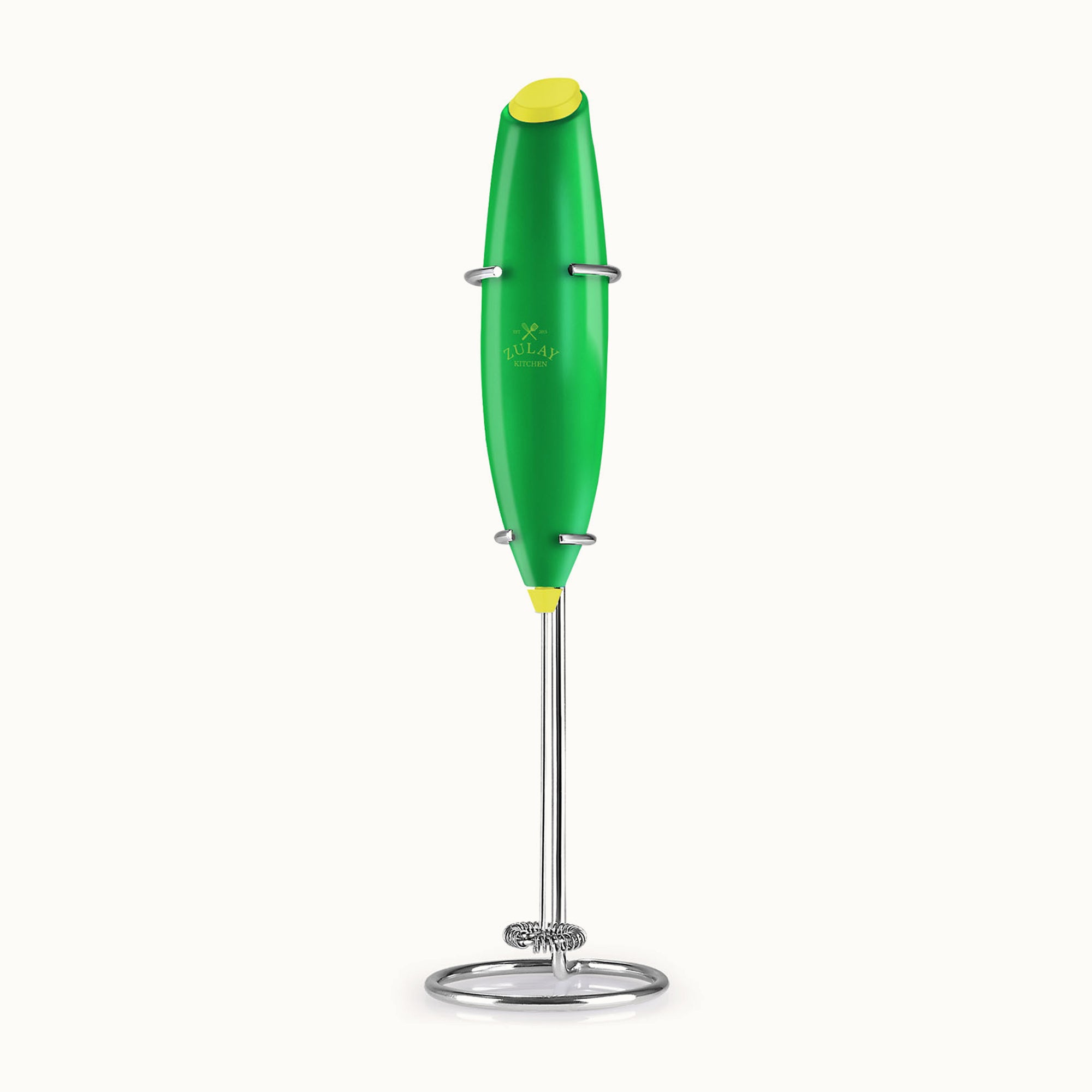 Classic Milk Frother With Stand-Pop Green Yellow by Zulay Kitchen