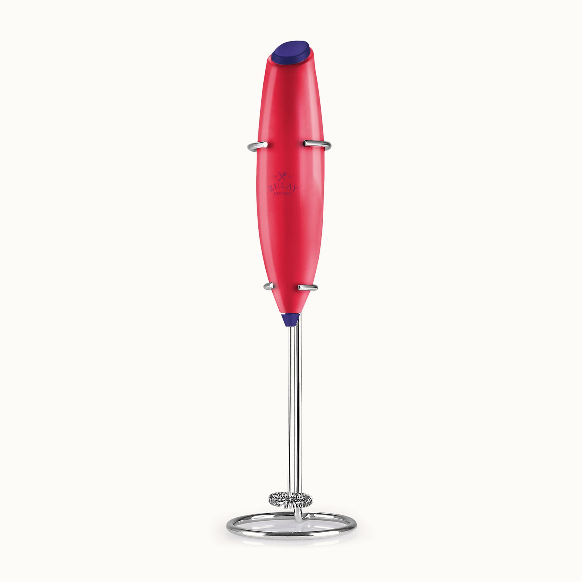 Classic Milk Frother With Stand-Pop Hot Pink Plum by Zulay Kitchen