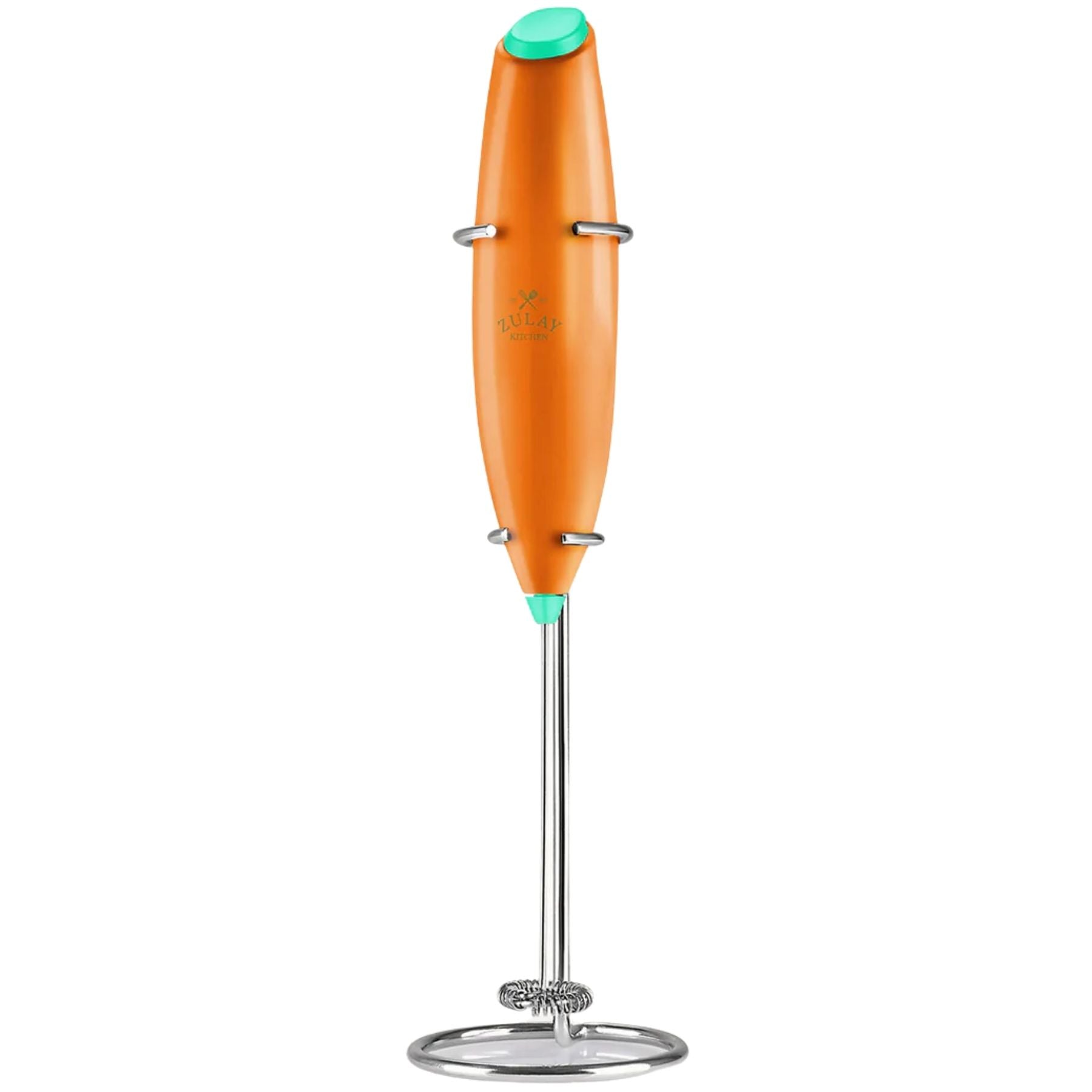 Classic Milk Frother With Stand-Pop Orange Green by Zulay Kitchen