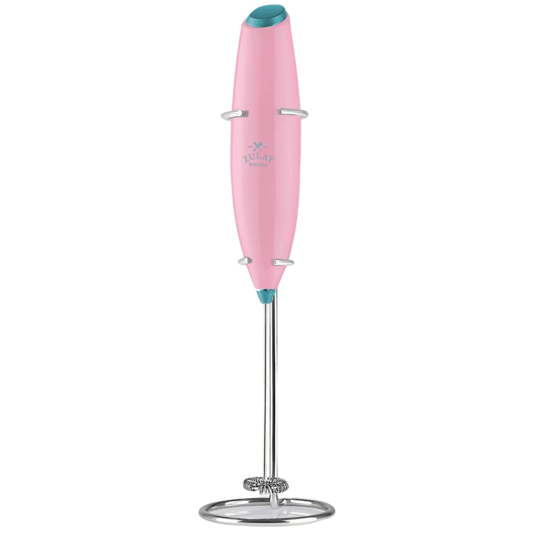Classic Milk Frother With Stand-Pop Pink Teal by Zulay Kitchen