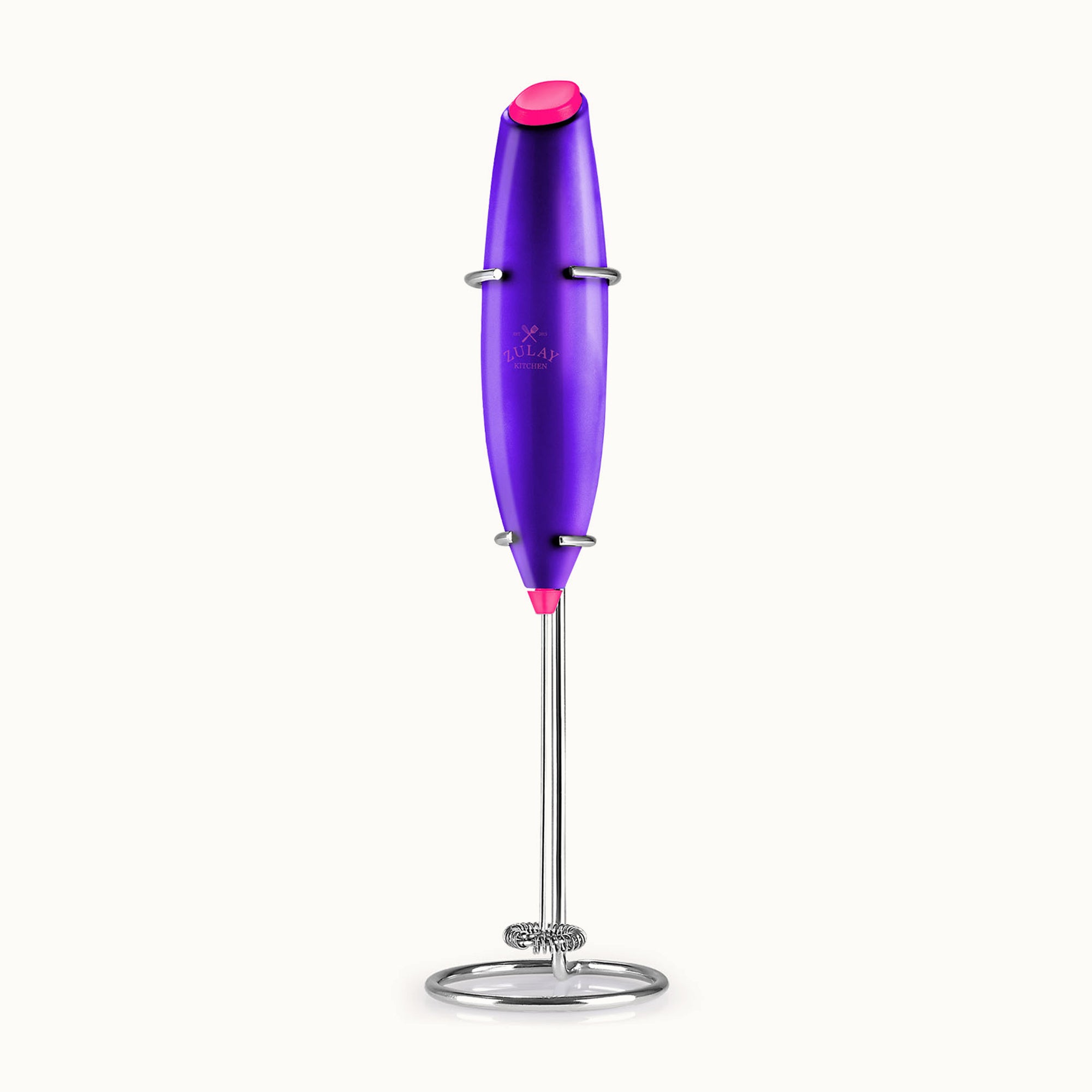 Classic Milk Frother With Stand-Pop Plum Hot Pink by Zulay Kitchen