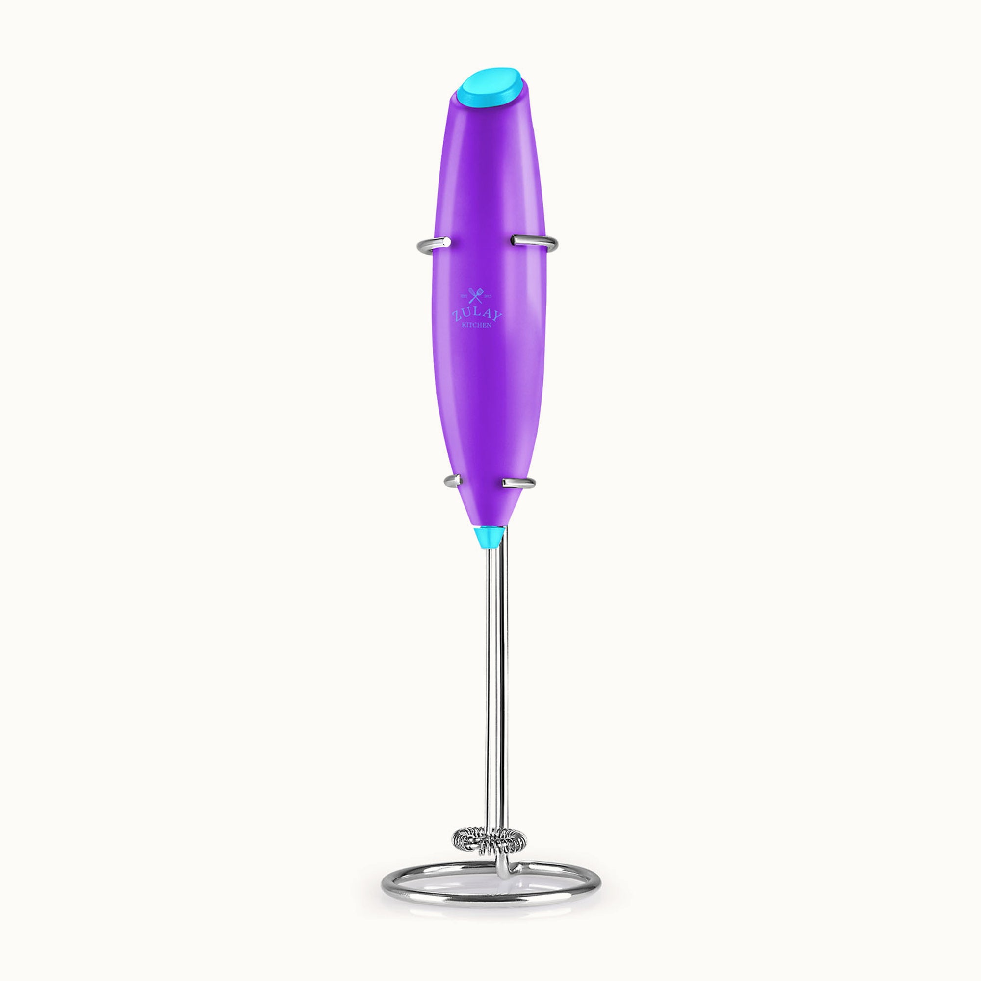 Classic Milk Frother With Stand-Pop Purple Teal by Zulay Kitchen