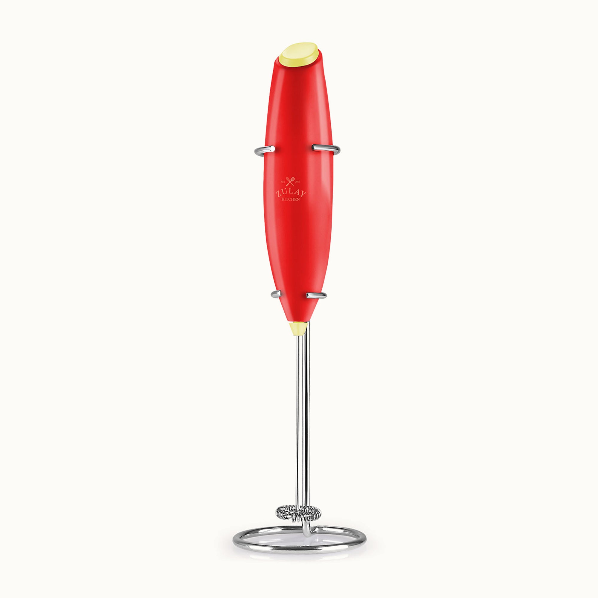 Classic Milk Frother With Stand-Pop Red Lime by Zulay Kitchen