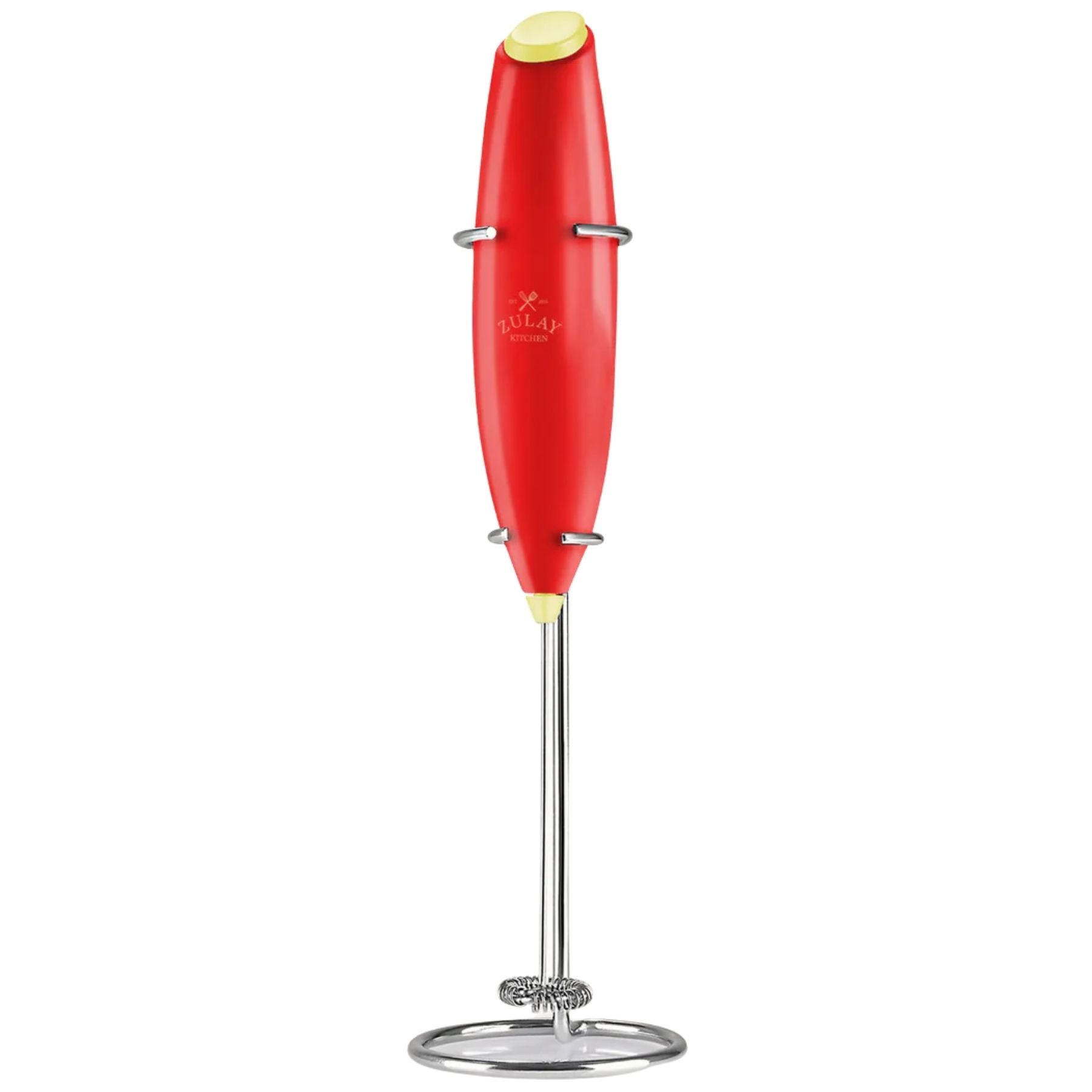 Classic Milk Frother With Stand-Pop Red Lime by Zulay Kitchen