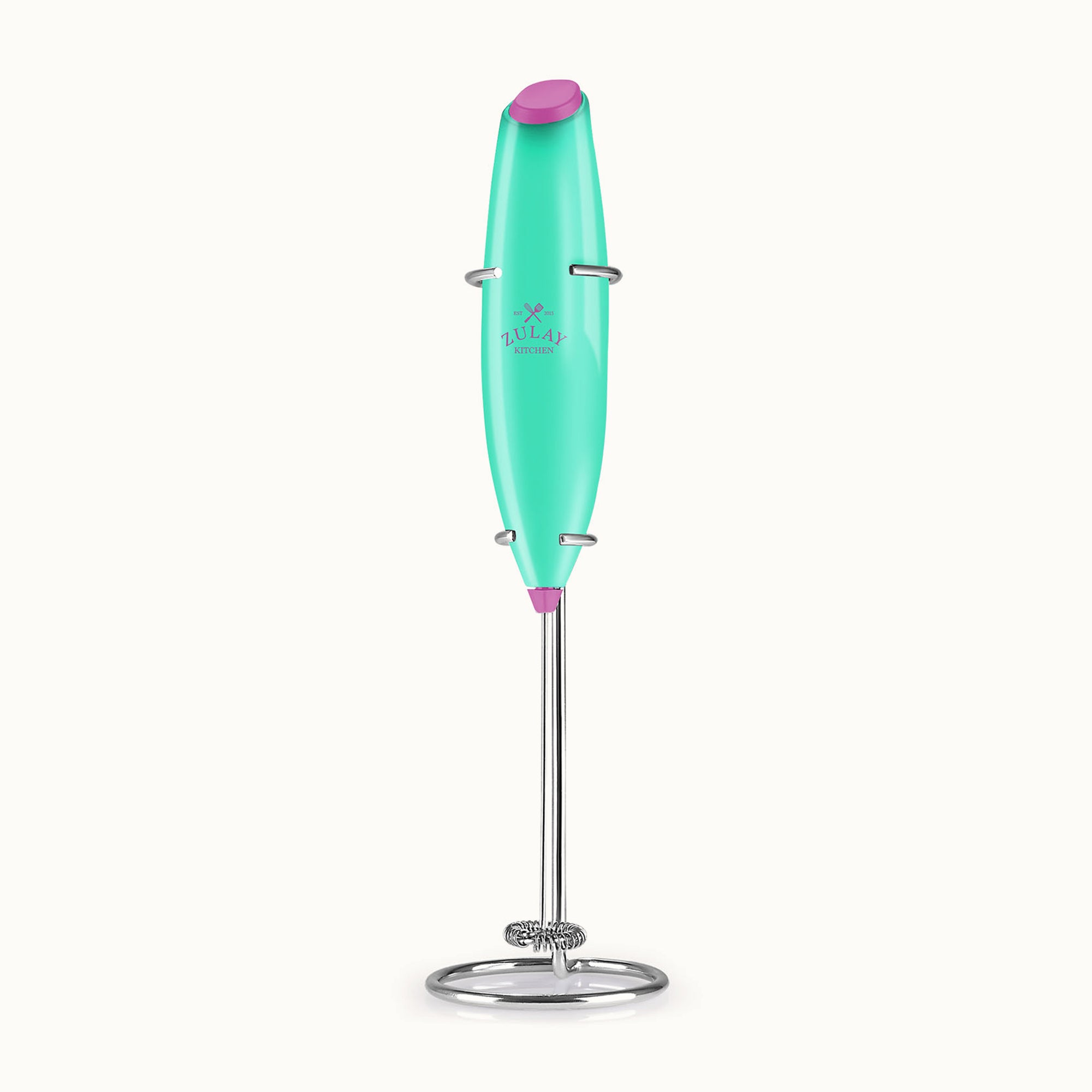 Classic Milk Frother With Stand-Pop Teal Lavender by Zulay Kitchen