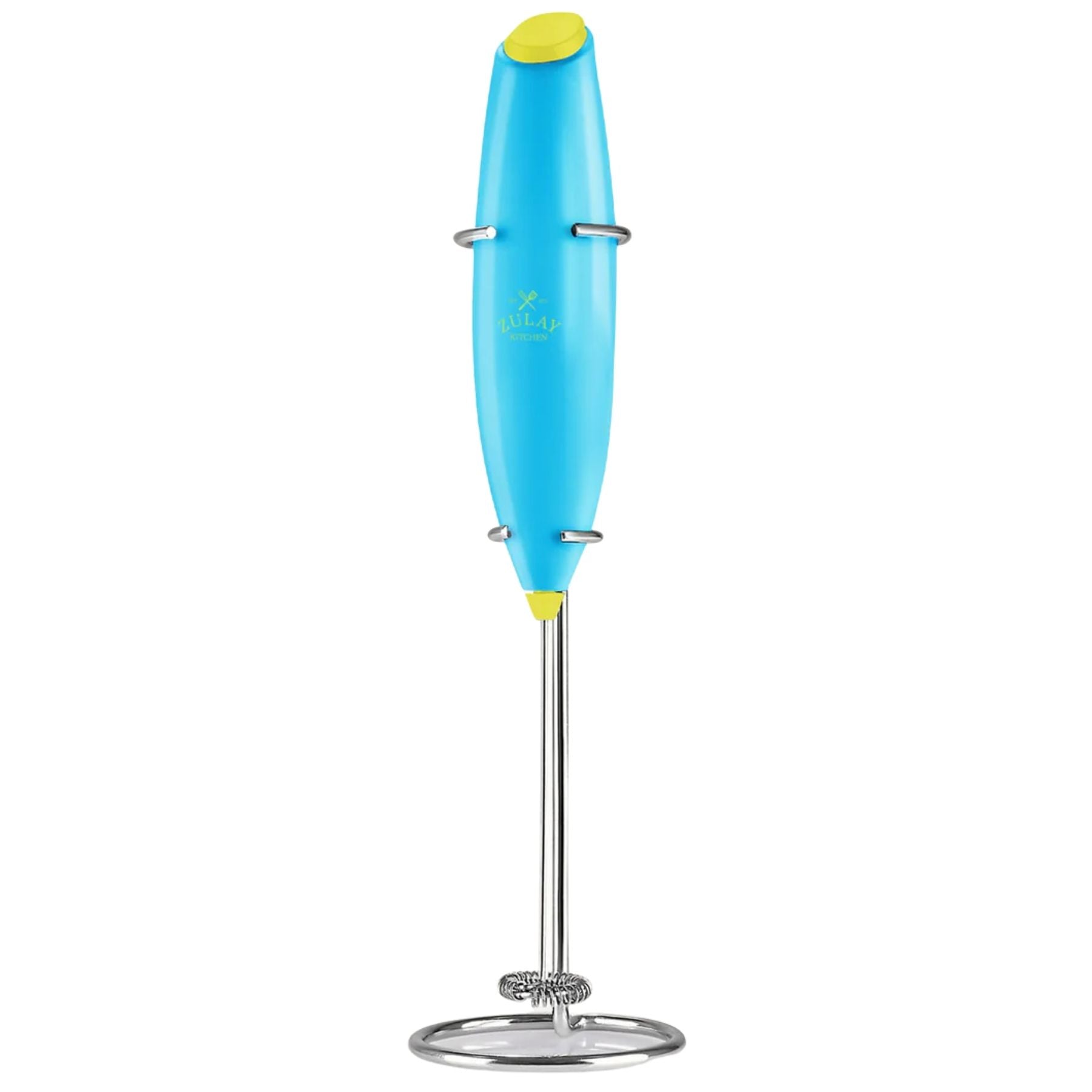 Classic Milk Frother With Stand-Pop Teal Yellow by Zulay Kitchen