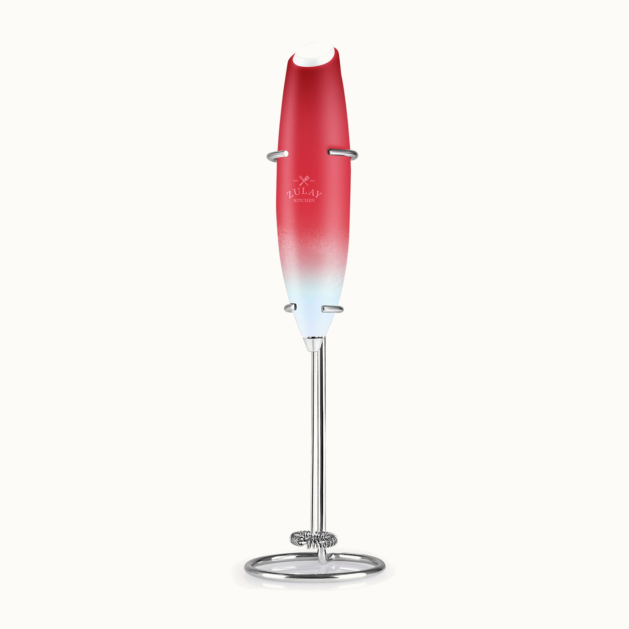 Classic Milk Frother With Stand-White Red by Zulay Kitchen