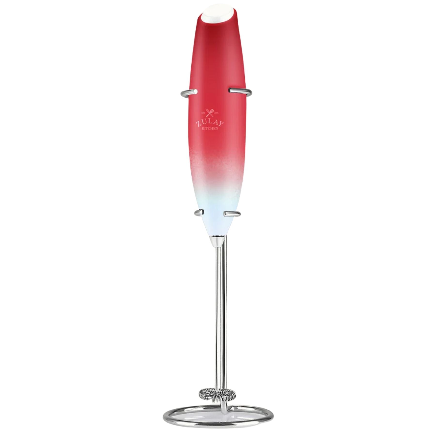 Classic Milk Frother With Stand-White Red by Zulay Kitchen