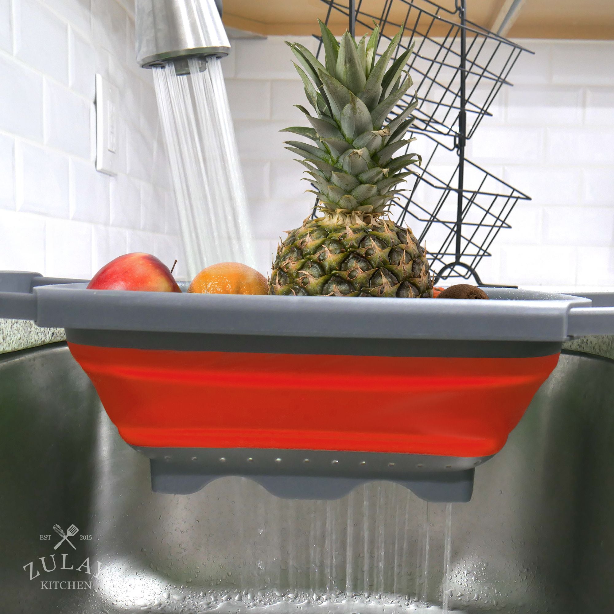 Over-The-Sink Convenience & Adjustable Fit Collapsible Colander by Zulay Kitchen