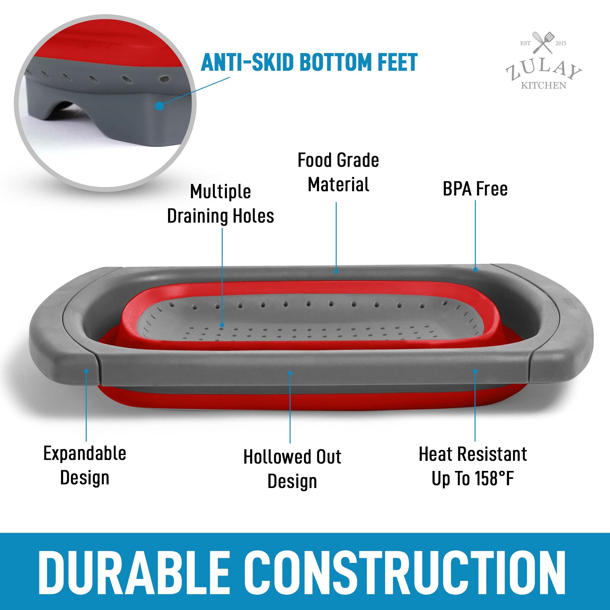 Heavy Duty Collapsible Colander by Zulay Kitchen