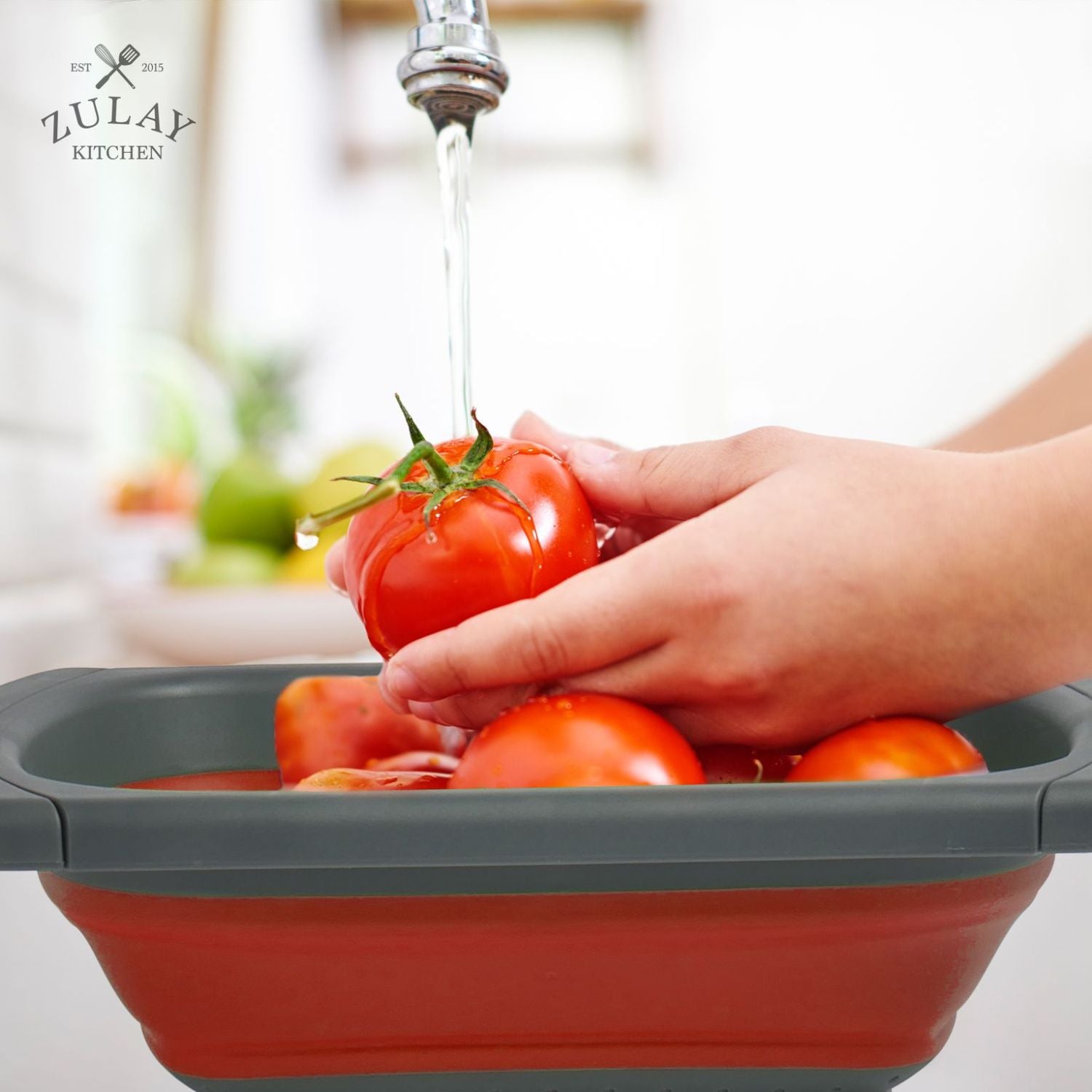 Easily Strain and Rinse with the Over-the-Sink Colander by Zulay Kitchen