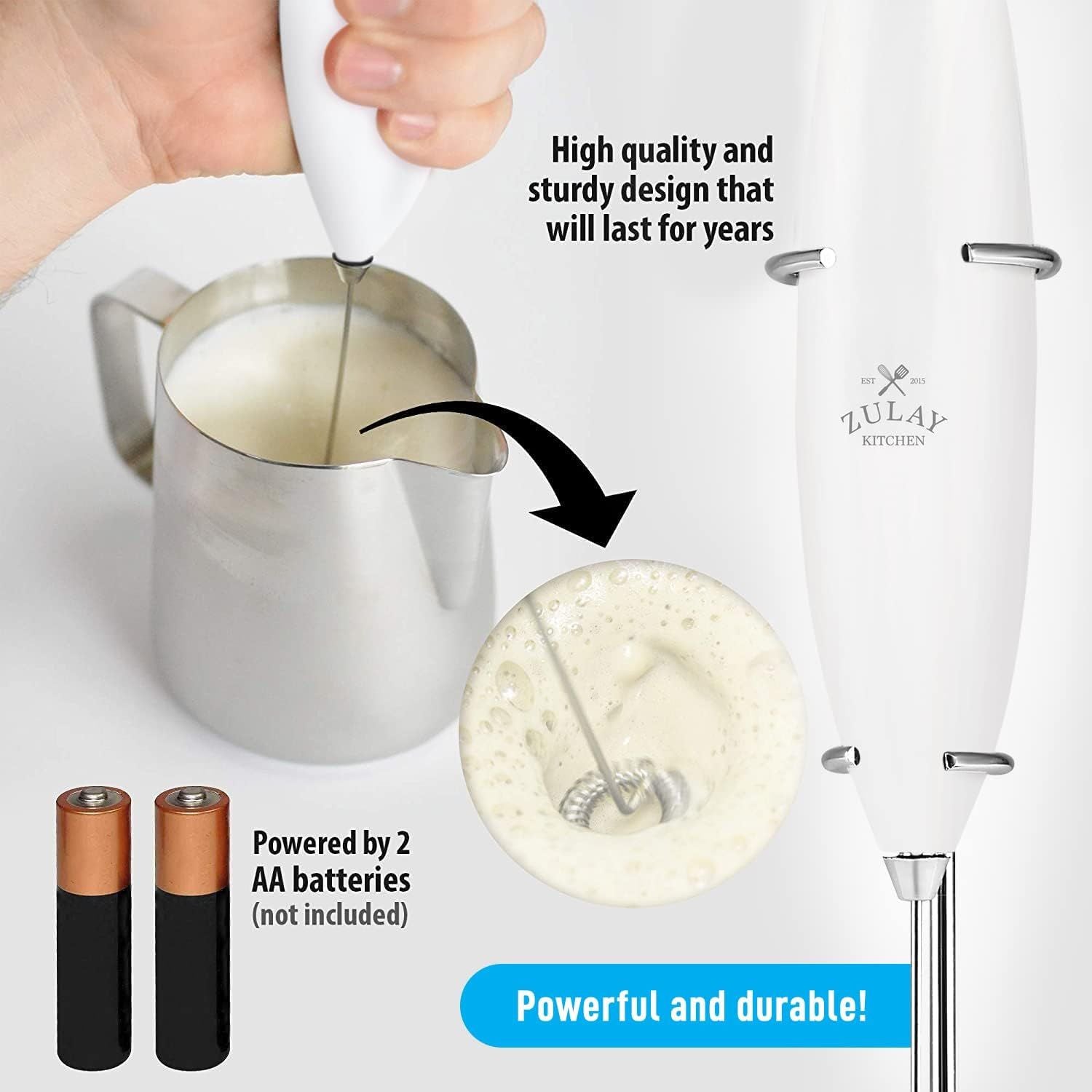 Powerful and Durable Milk Frother by Zulay Kitchen