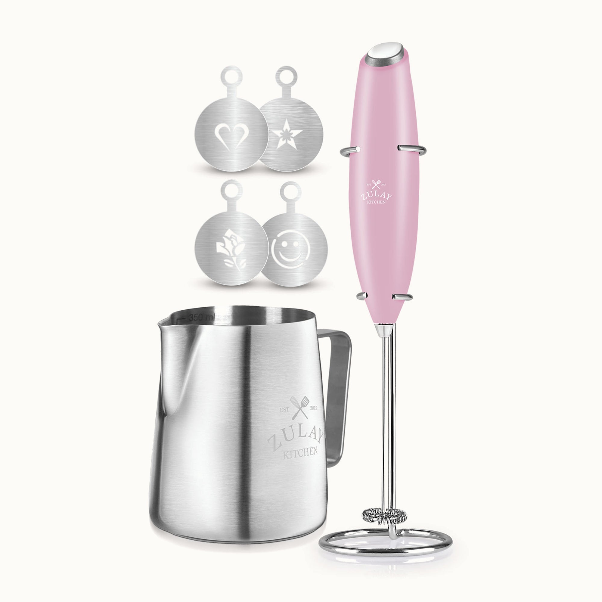 Complete Milk Frother Set-Pink by Zulay Kitchen