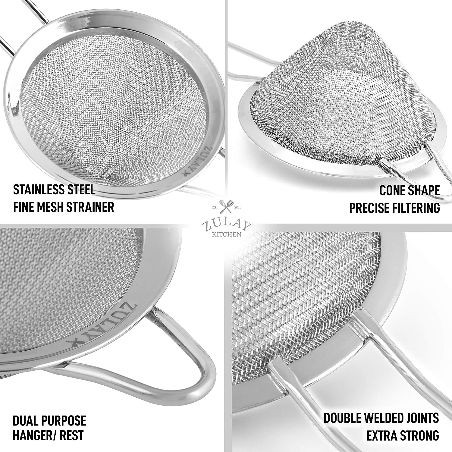 Precise Filtering Fine Mesh Stainer by Zulay Kitchen