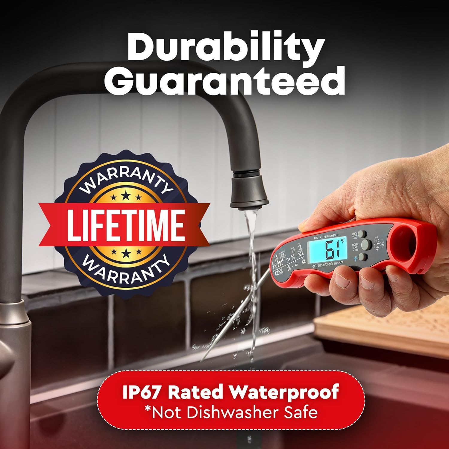 Water-Resistant and Durable Digital Meat Thermometer by Zulay Kitchen