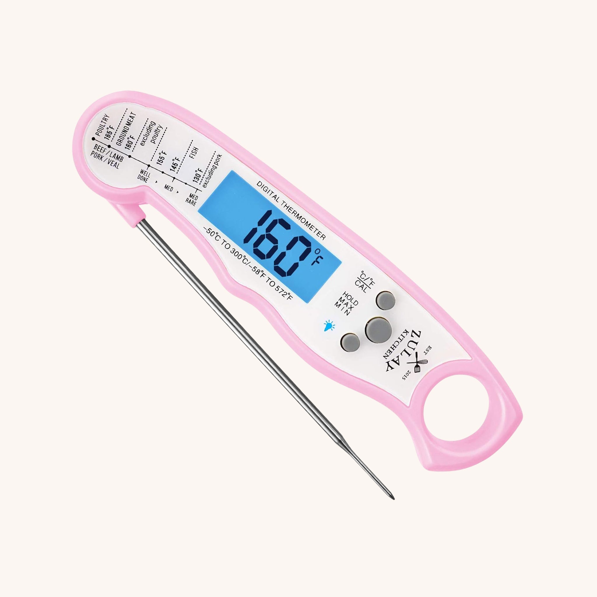 Digital Food Thermometer for Cooking & Grilling - Pink by Zulay Kitchen