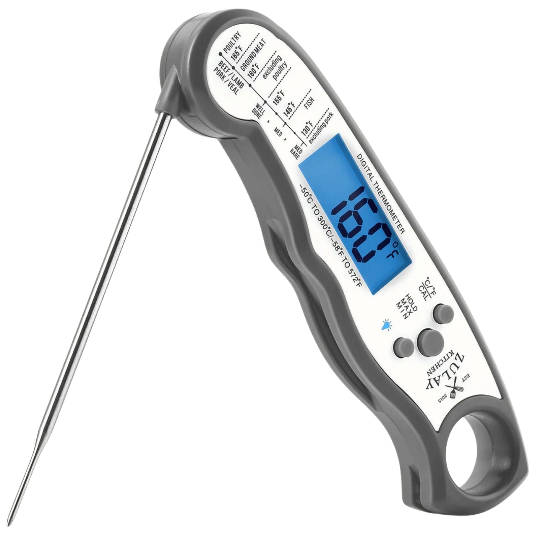 Digital Food Thermometer for Cooking & Grilling - Charcoal by Zulay Kitchen