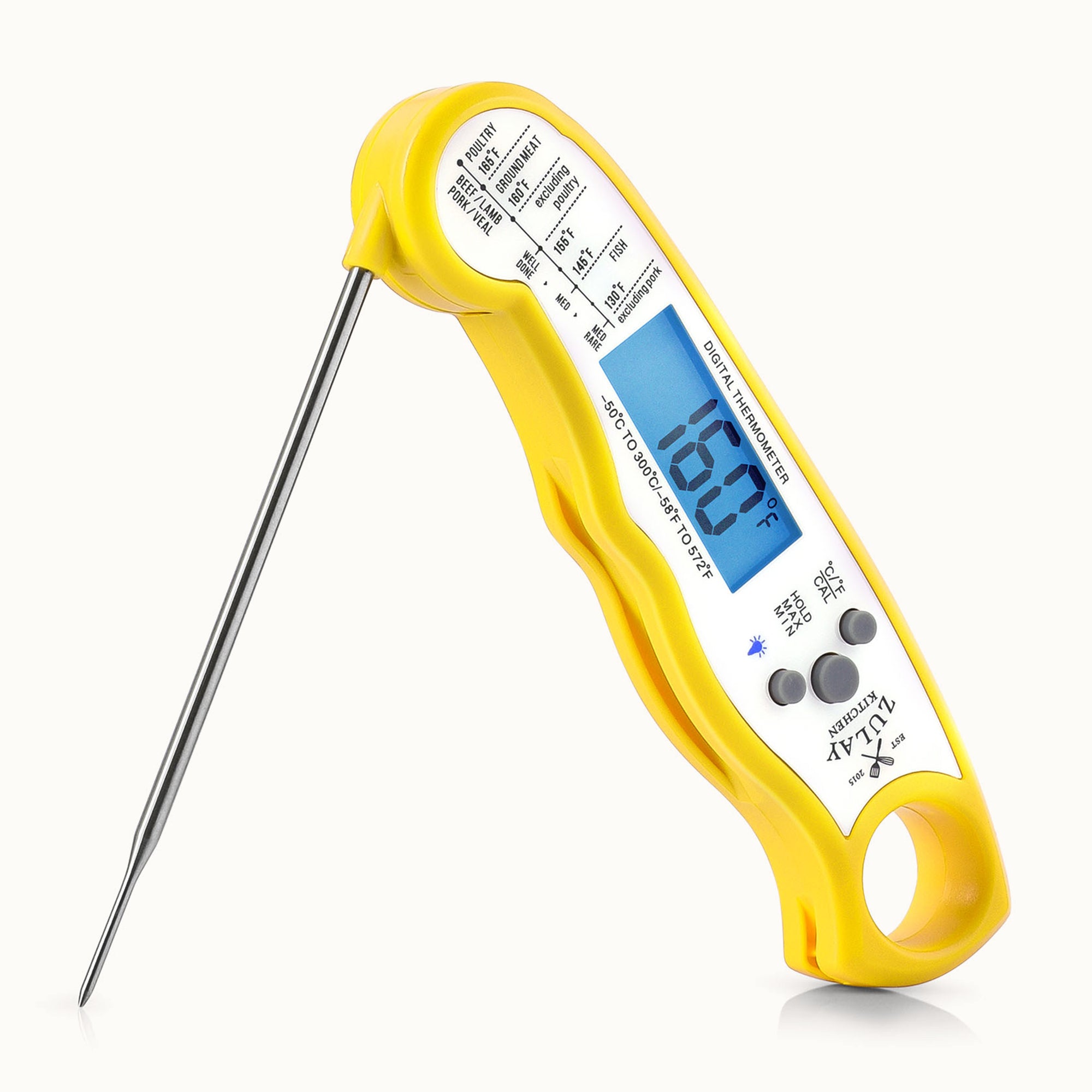 Digital Food Thermometer for Cooking & Grilling - Yellow by Zulay Kitchen