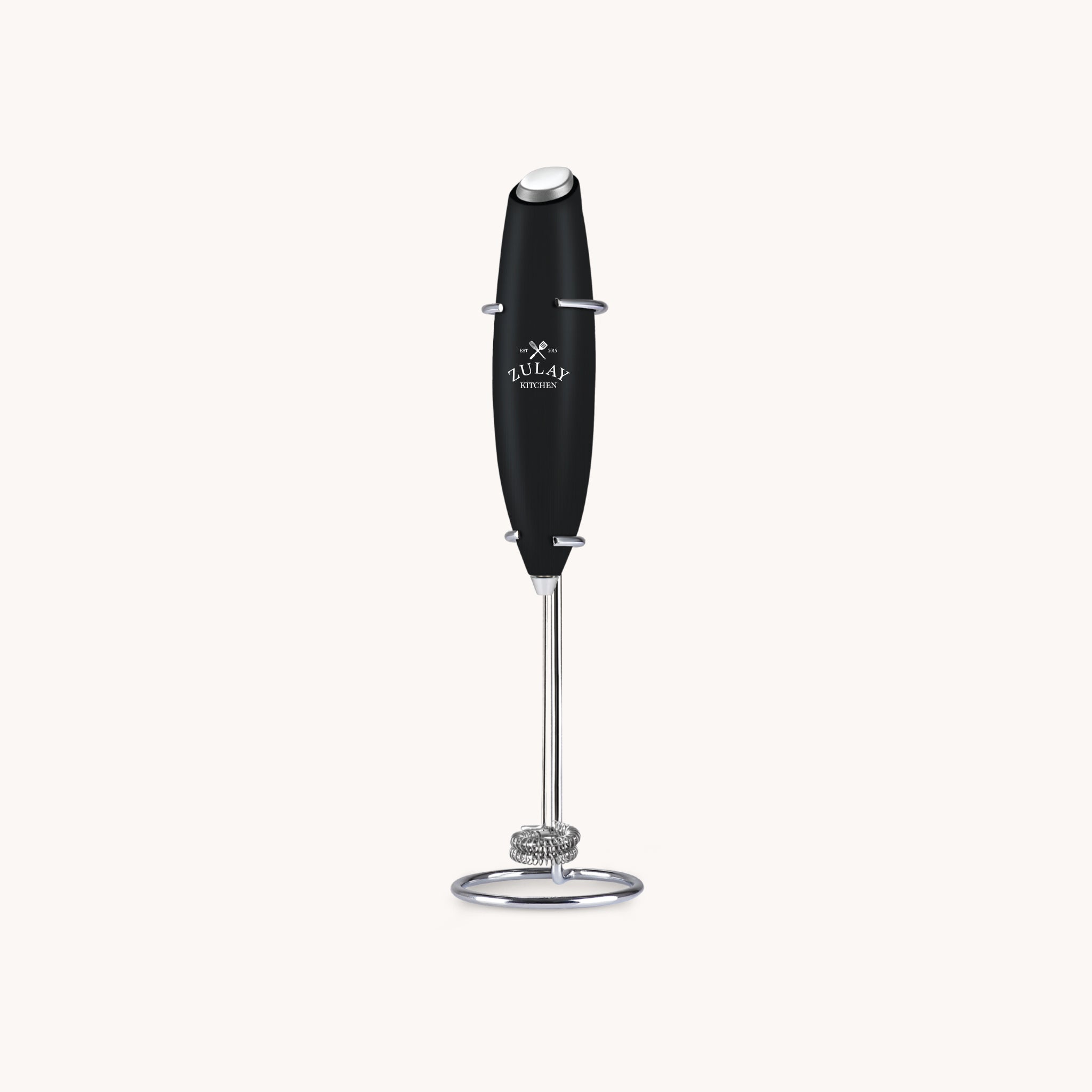 Double Whisk Milk Frother Handheld Mixer - Metallic Black by Zulay Kitchen