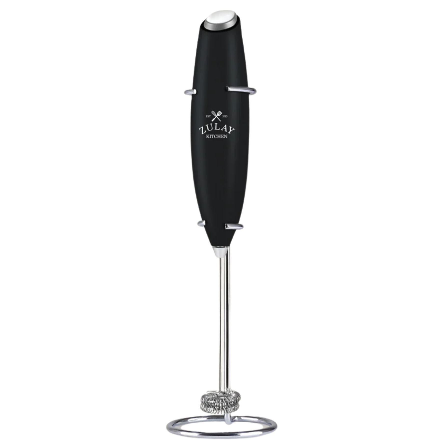 Double Whisk Milk Frother Handheld Mixer - Metallic Black by Zulay Kitchen
