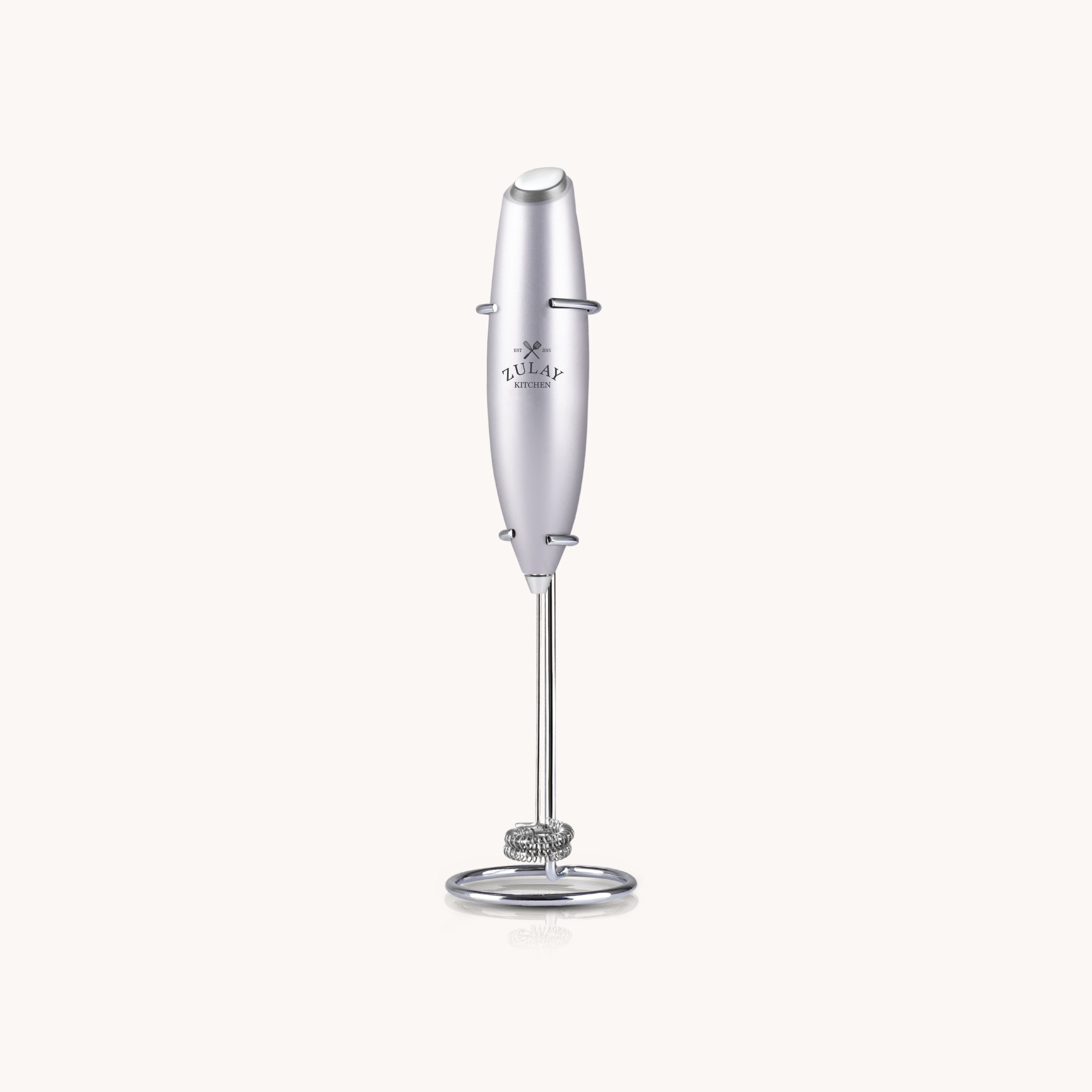 Double Whisk Milk Frother Handheld Mixer - Silver by Zulay Kitchen