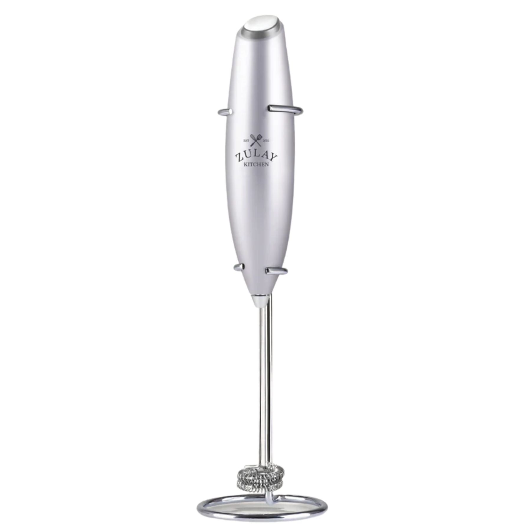 Double Whisk Milk Frother Handheld Mixer - Silver by Zulay Kitchen