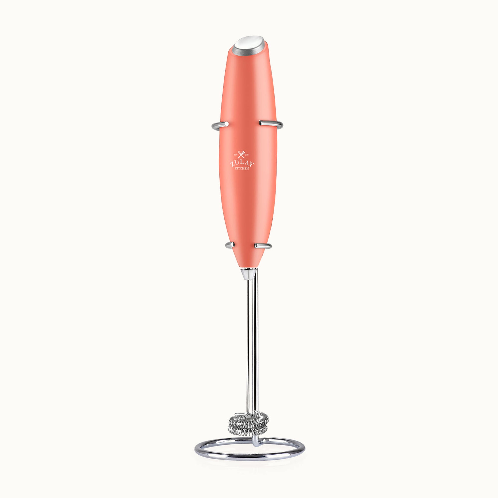 Double Whisk Milk Frother Handheld Mixer - Peaches N Cream by Zulay Kitchen