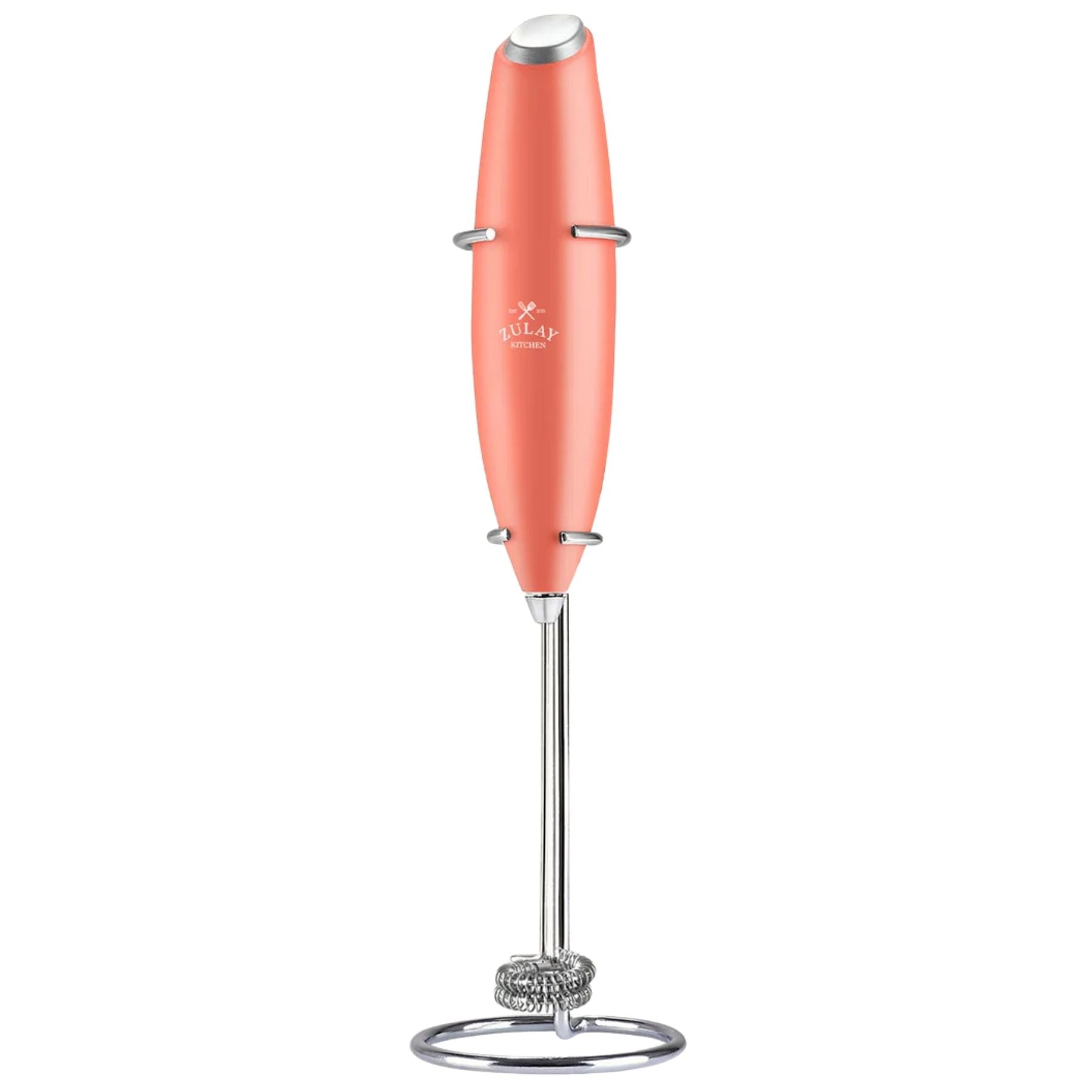 Double Whisk Milk Frother Handheld Mixer - Peaches N Cream by Zulay Kitchen