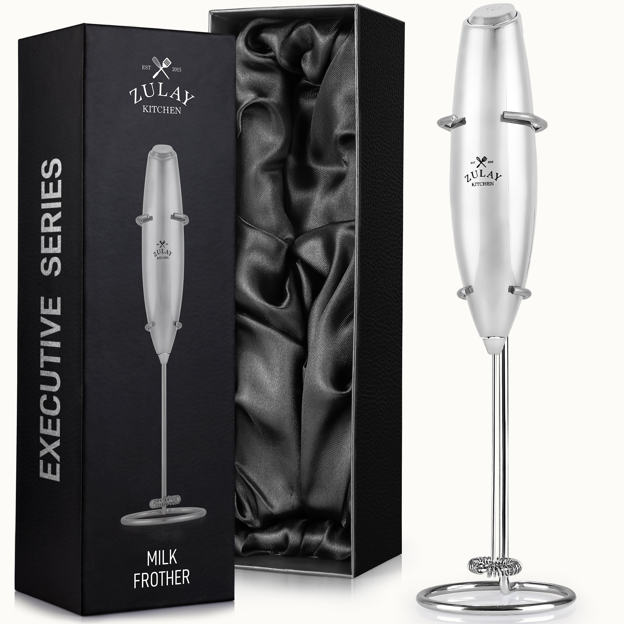 Executive Series Premium Milk Frother - EX by Zulay Kitchen Silver