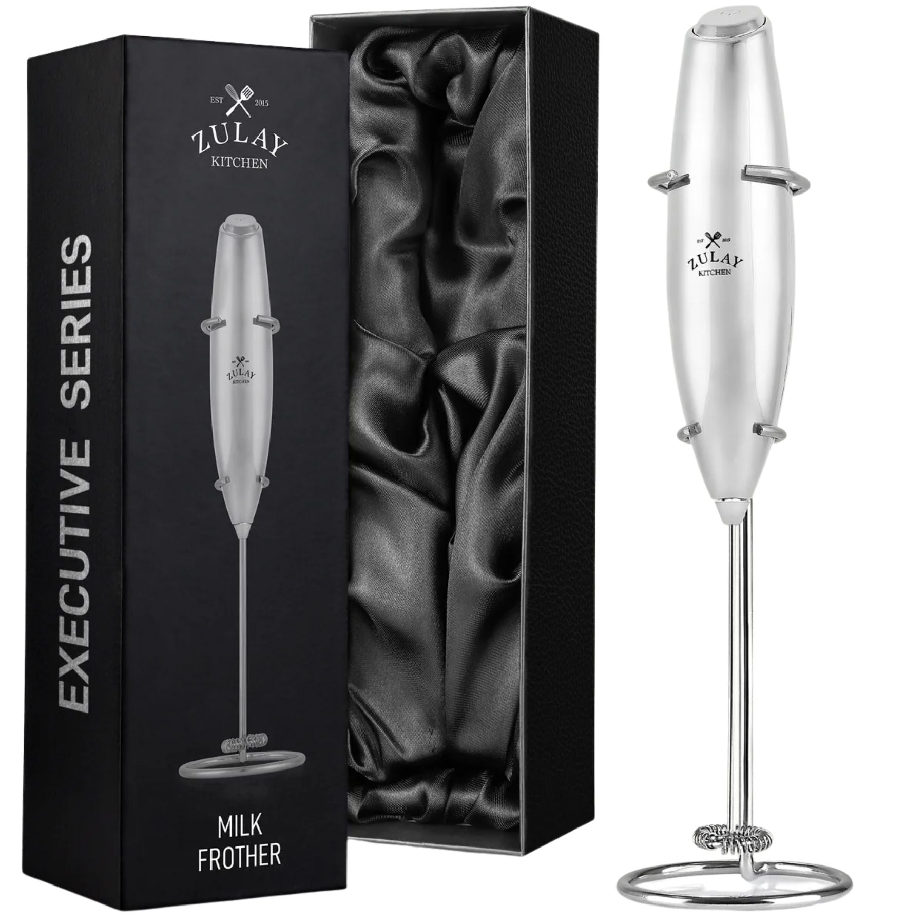 Executive Series Premium Milk Frother - EX by Zulay Kitchen Silver
