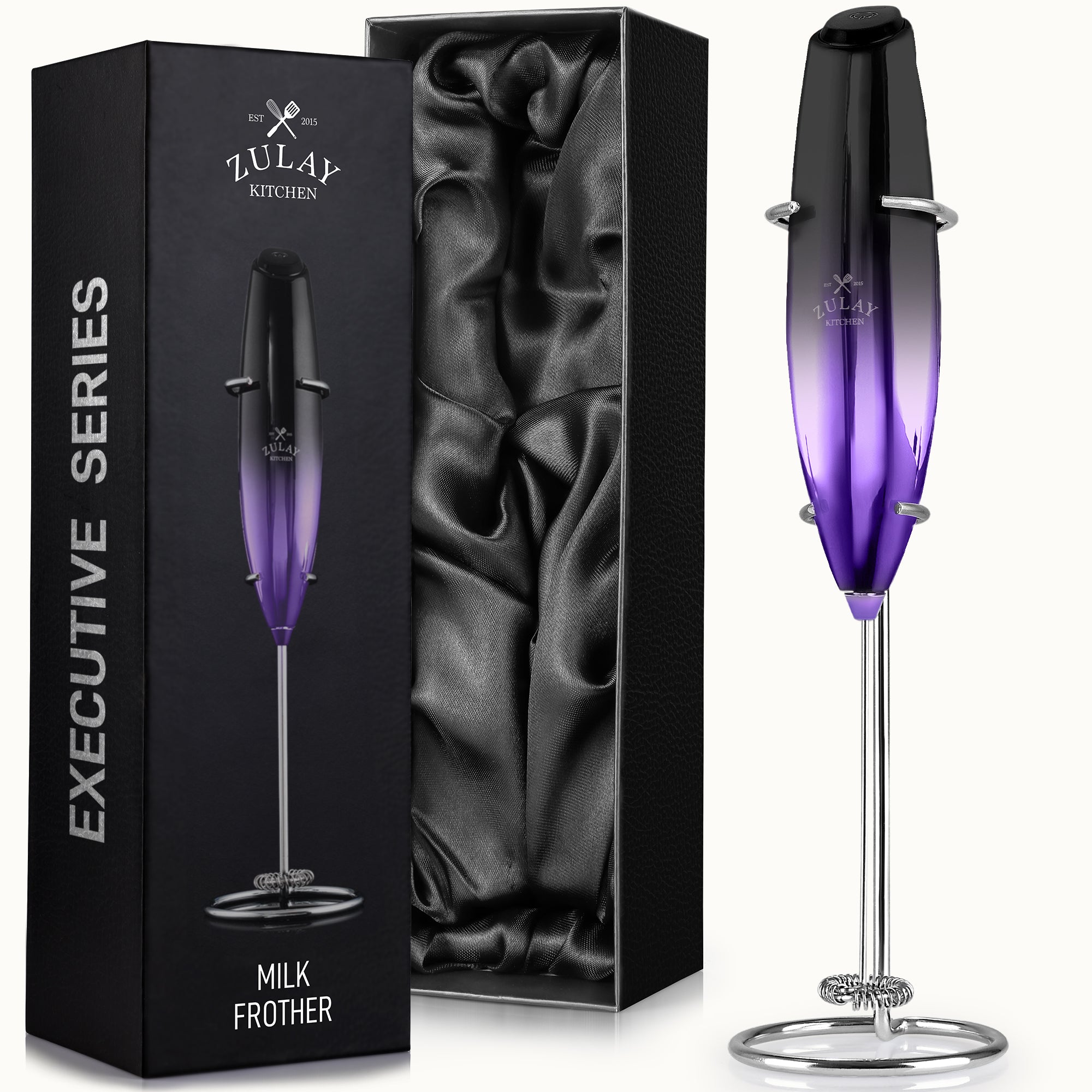 Executive Series Premium Milk Frother - EX by Zulay Kitchen Purple Black
