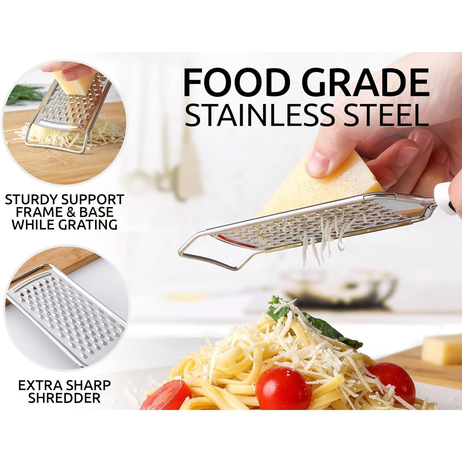 Food Grade Stainless Steel Flat Cheese Grater by Zulay Kitchen