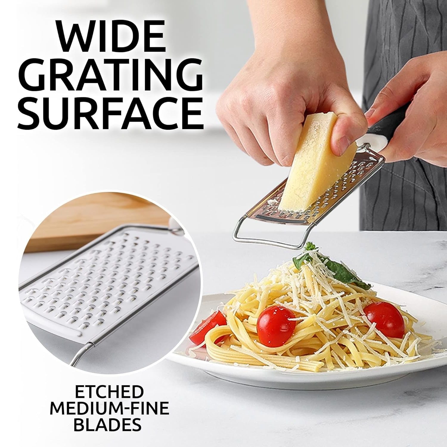 Wide Grating Surface Stainless Steel Flat Cheese Grater by Zulay Kitchen