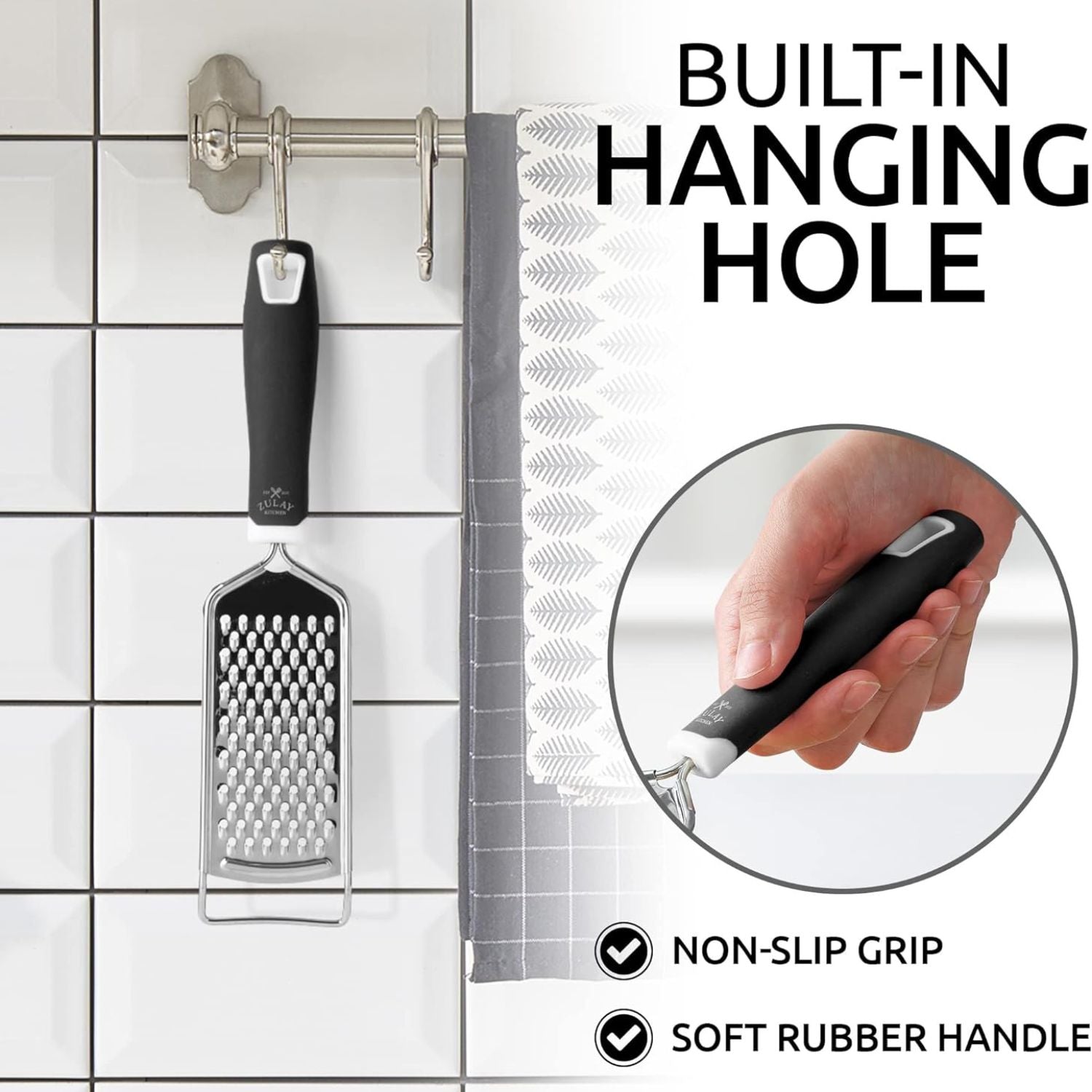 Non-Slip Grip Handheld Flat Cheese Grater by Zulay Kitchen