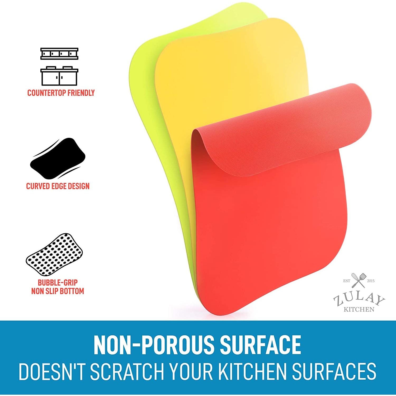 Flexible Cutting Board Mat with Non-Porous Surface by Zulay Kitchen