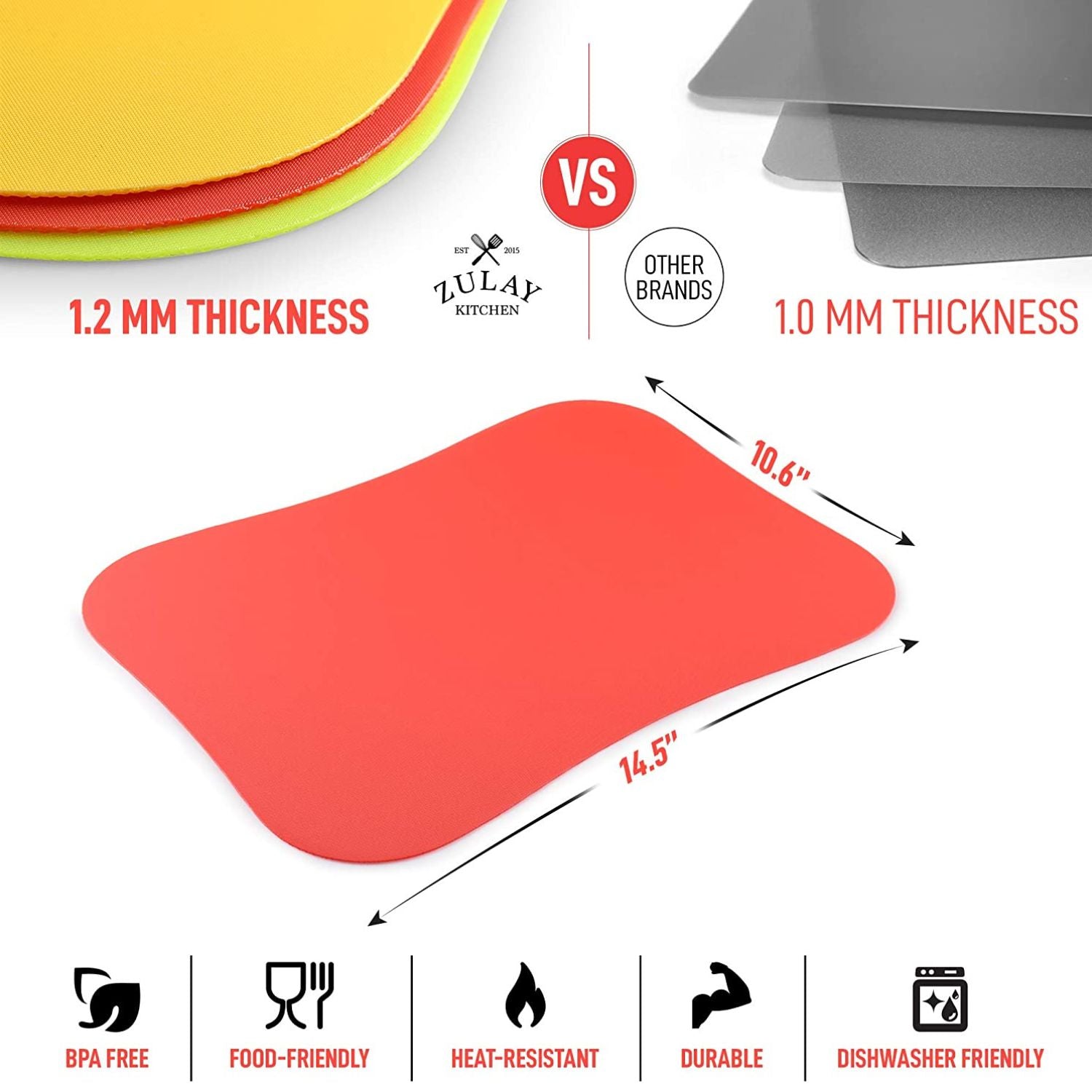 Heat Resistant Flexible Cutting Board Mats by Zulay Kitchen