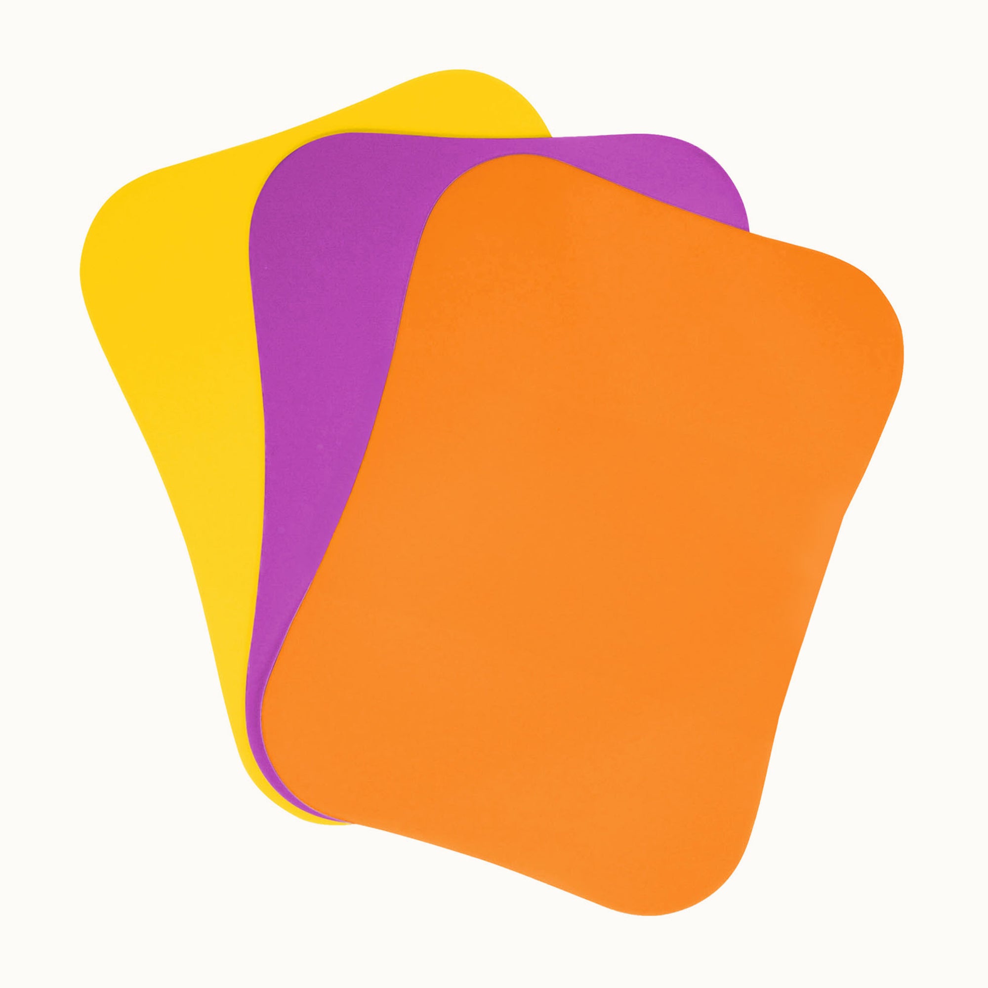 Flexible Cutting Board Mats - Set of 3 - Curved Edge (Yellow/ Apricot/ Grape) by Zulay Kitchen