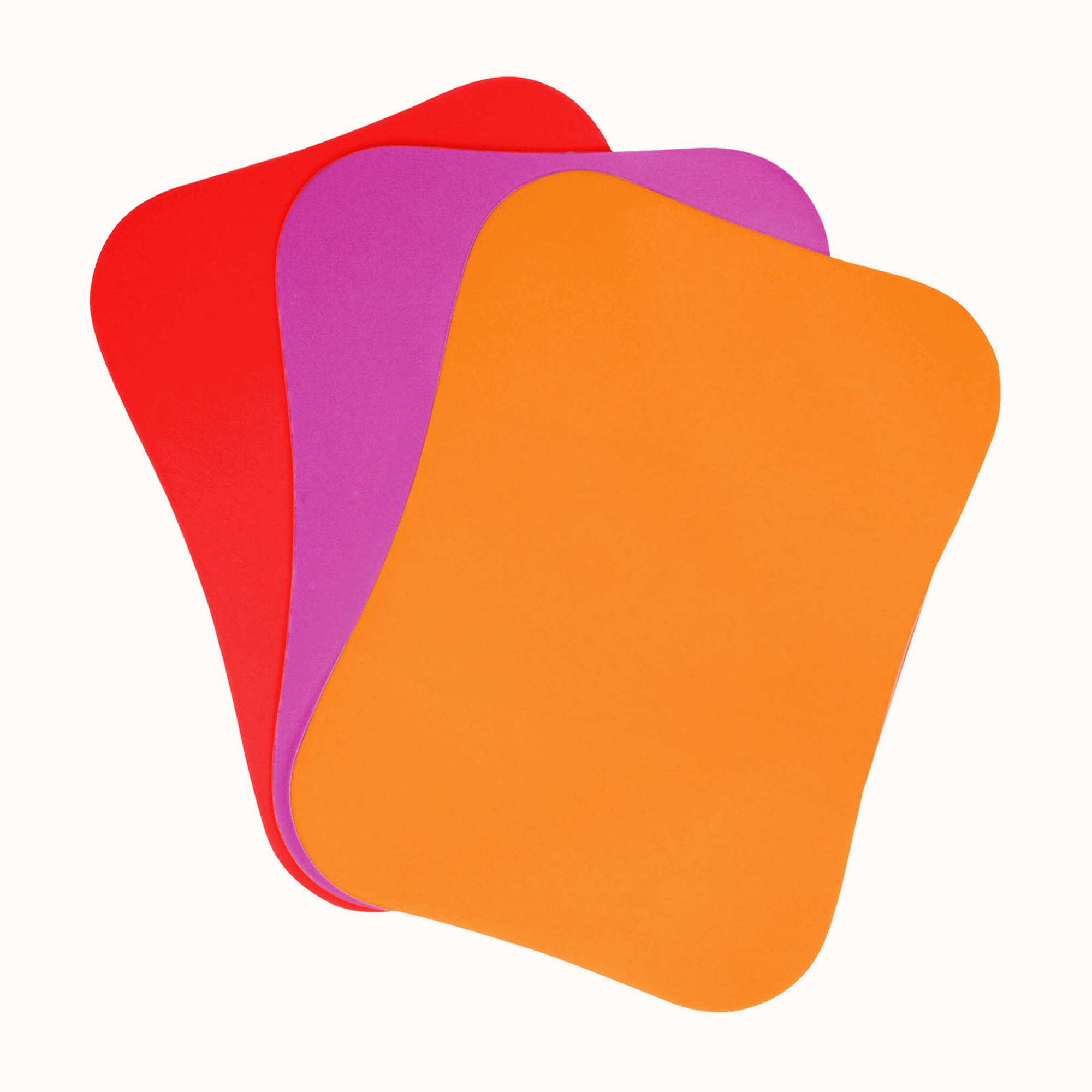 Flexible Cutting Board Mats - Set of 3 - Curved Edge (Red/ Grape/ Orange) by Zulay Kitchen