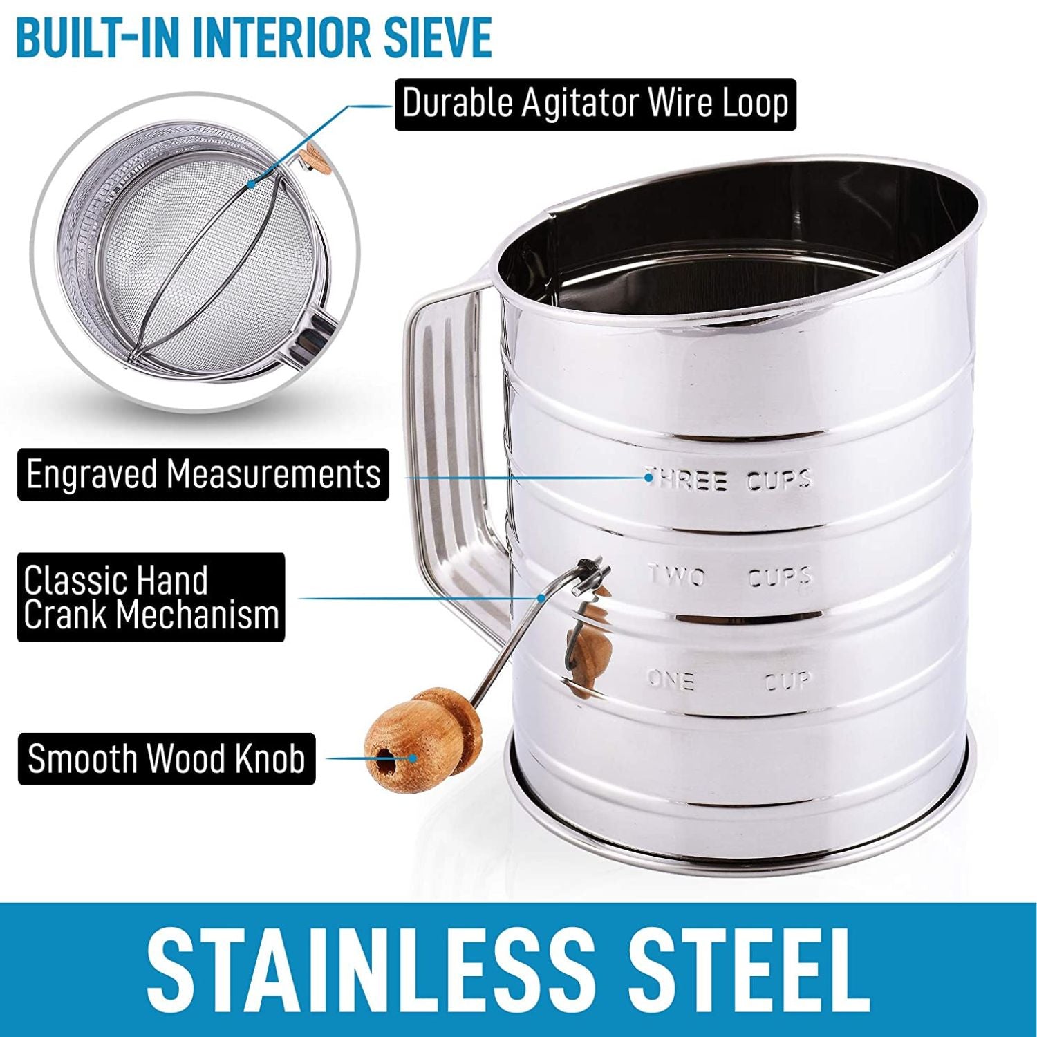 Stainless Steel Flour Sifter by Zulay Kitchen