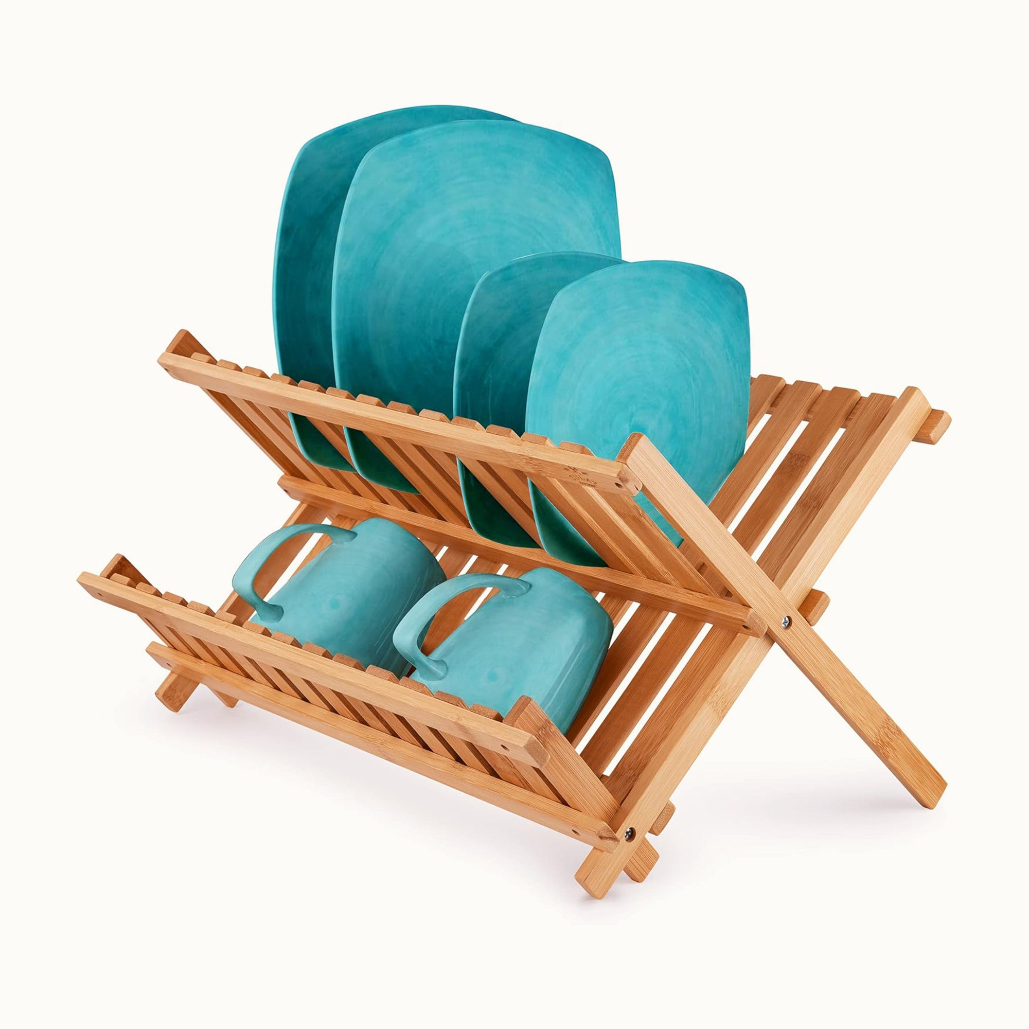 Foldable Bamboo Dish Drying Rack - 2-Tier by Zulay Kitchen