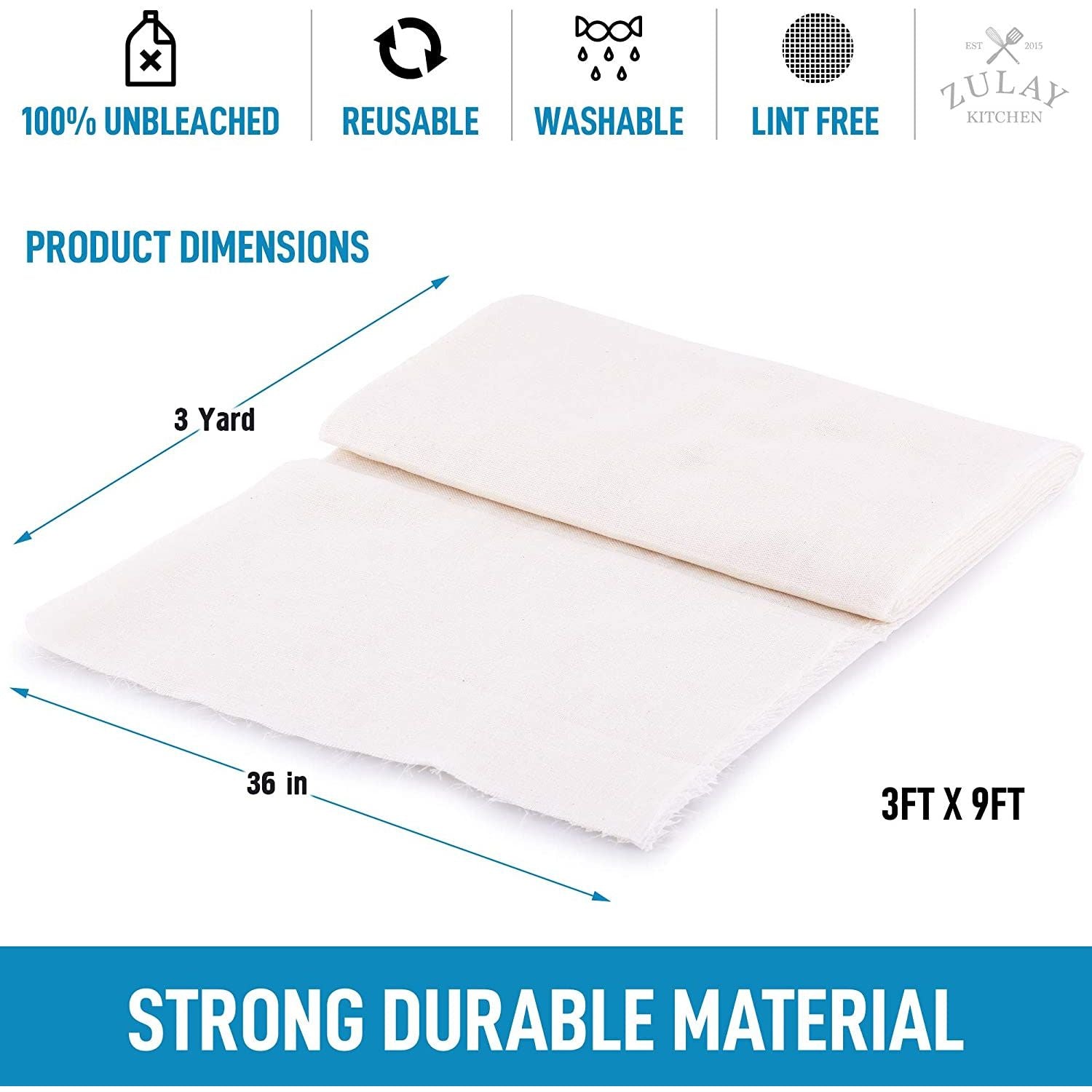 3 feet by 9 feet Cotton Cheese Cloth by Zulay Kitchen
