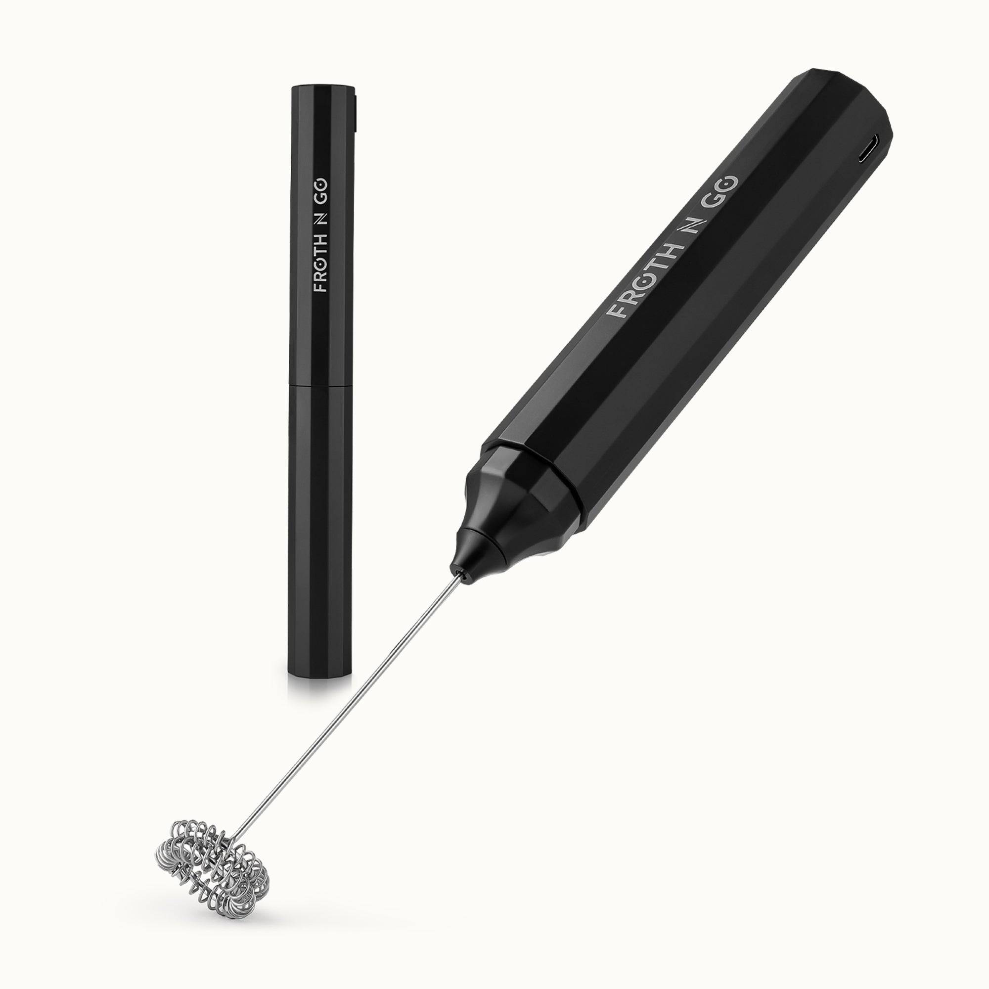 Froth N Go Rechargeable Milk Frother with Case - Black by Zulay Kitchen