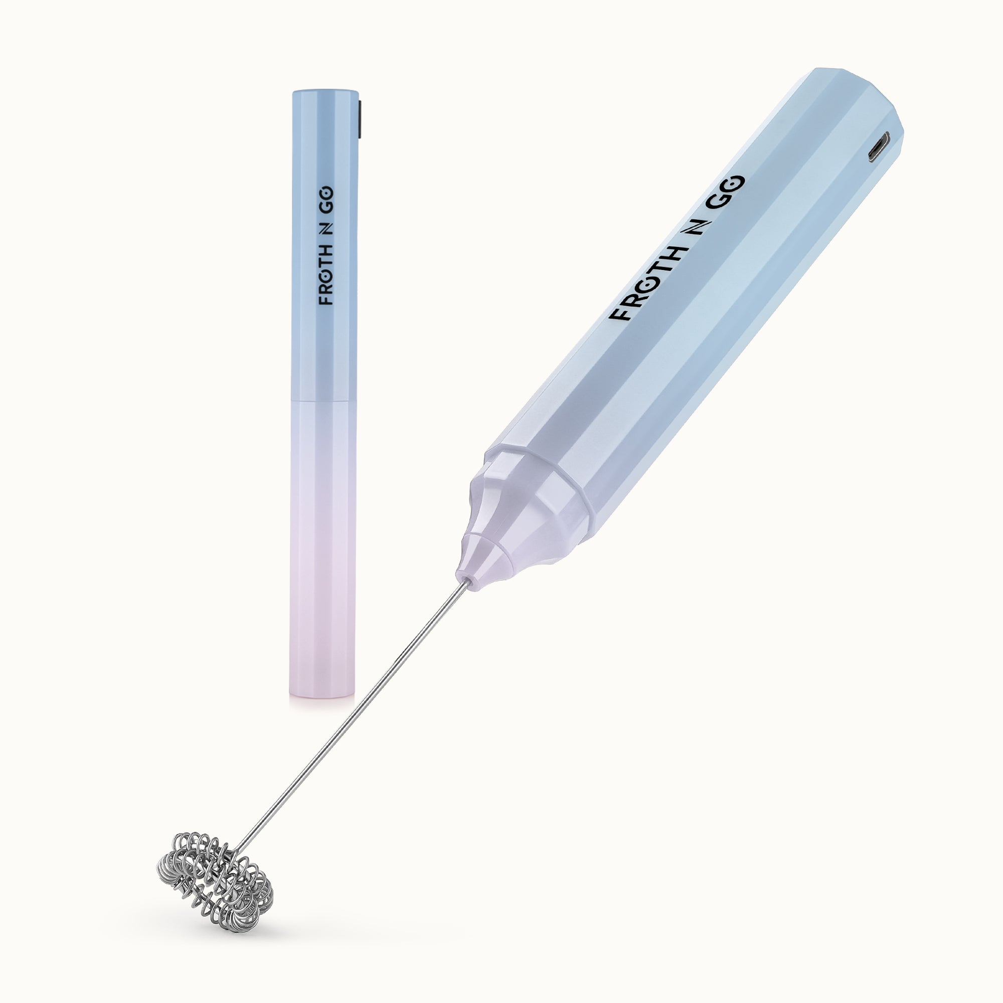 Froth N Go Rechargeable Milk Frother with Case - Cloud by Zulay Kitchen